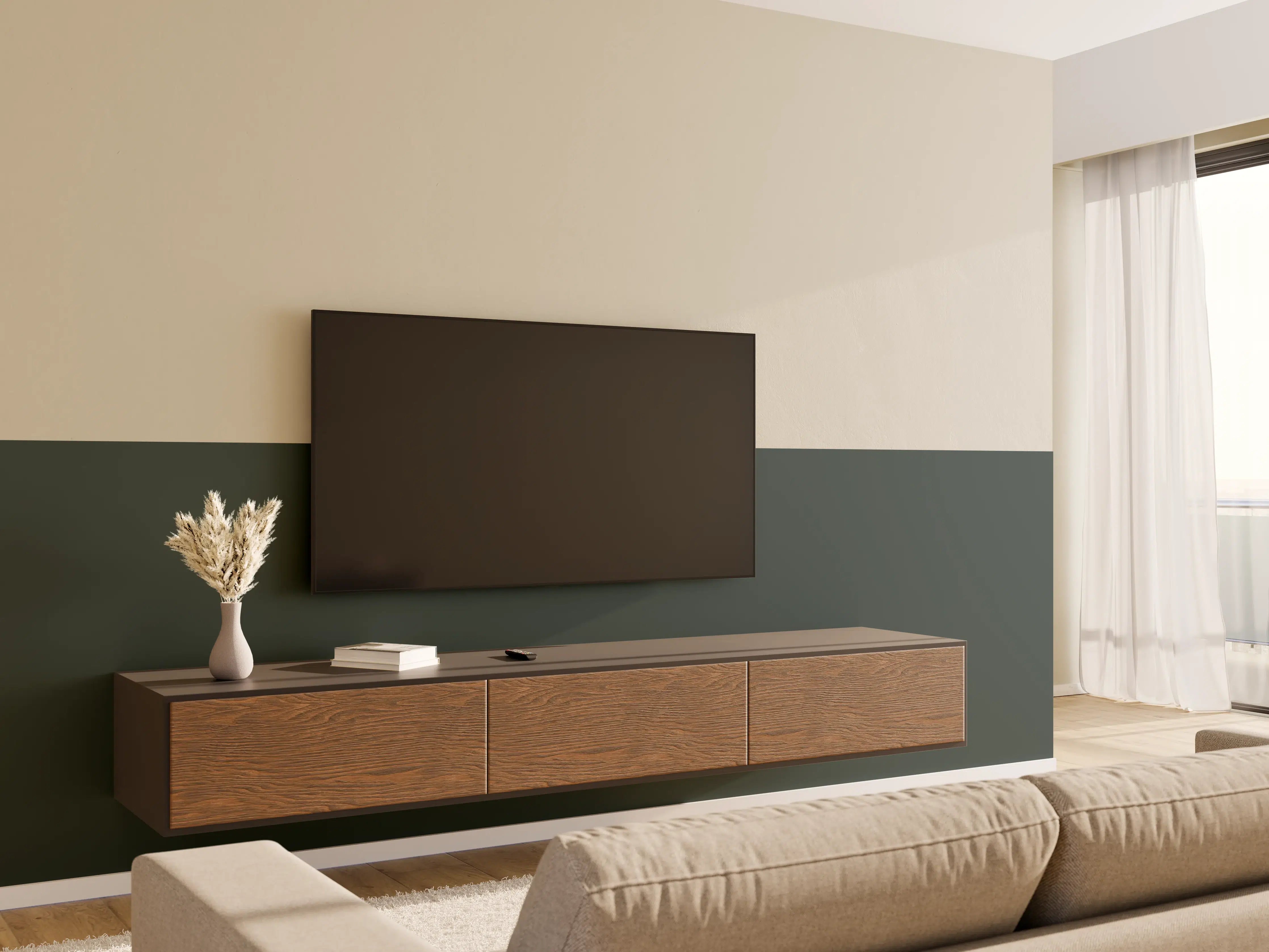 Wandverkleidung Wohnzimmer - RAL 6012 (Schwarzgrün)