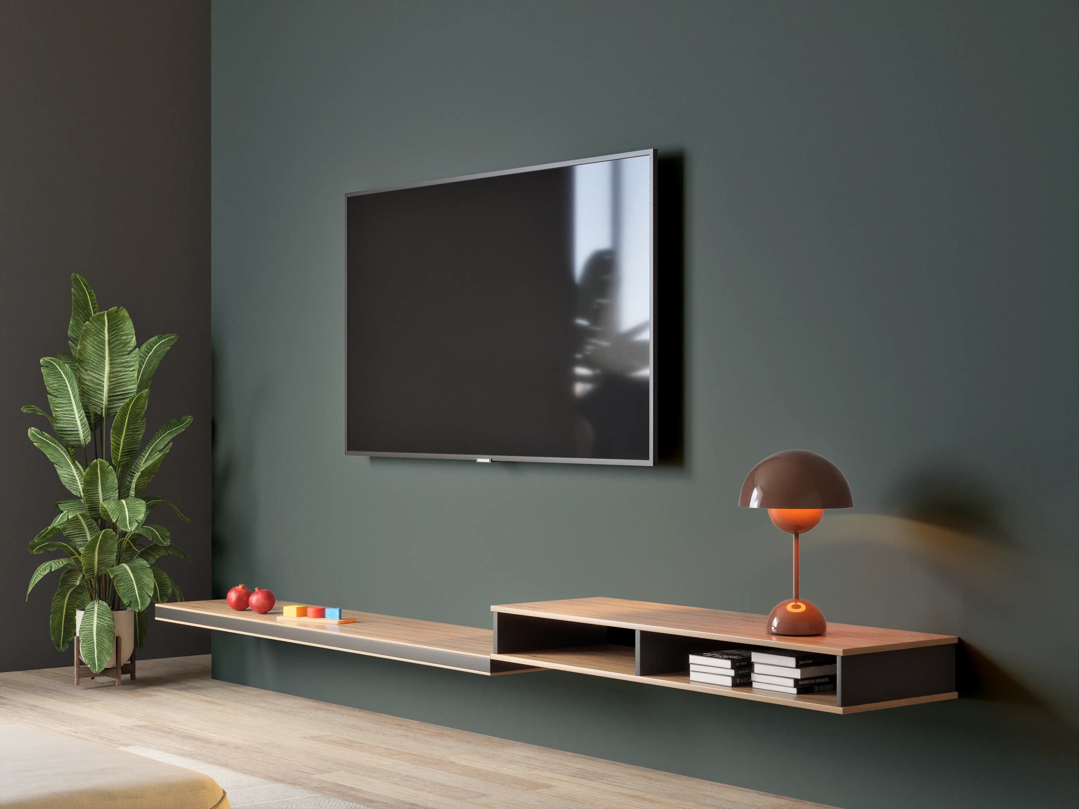 Wandverkleidung Wohnzimmer - RAL 6012 (Schwarzgrün)