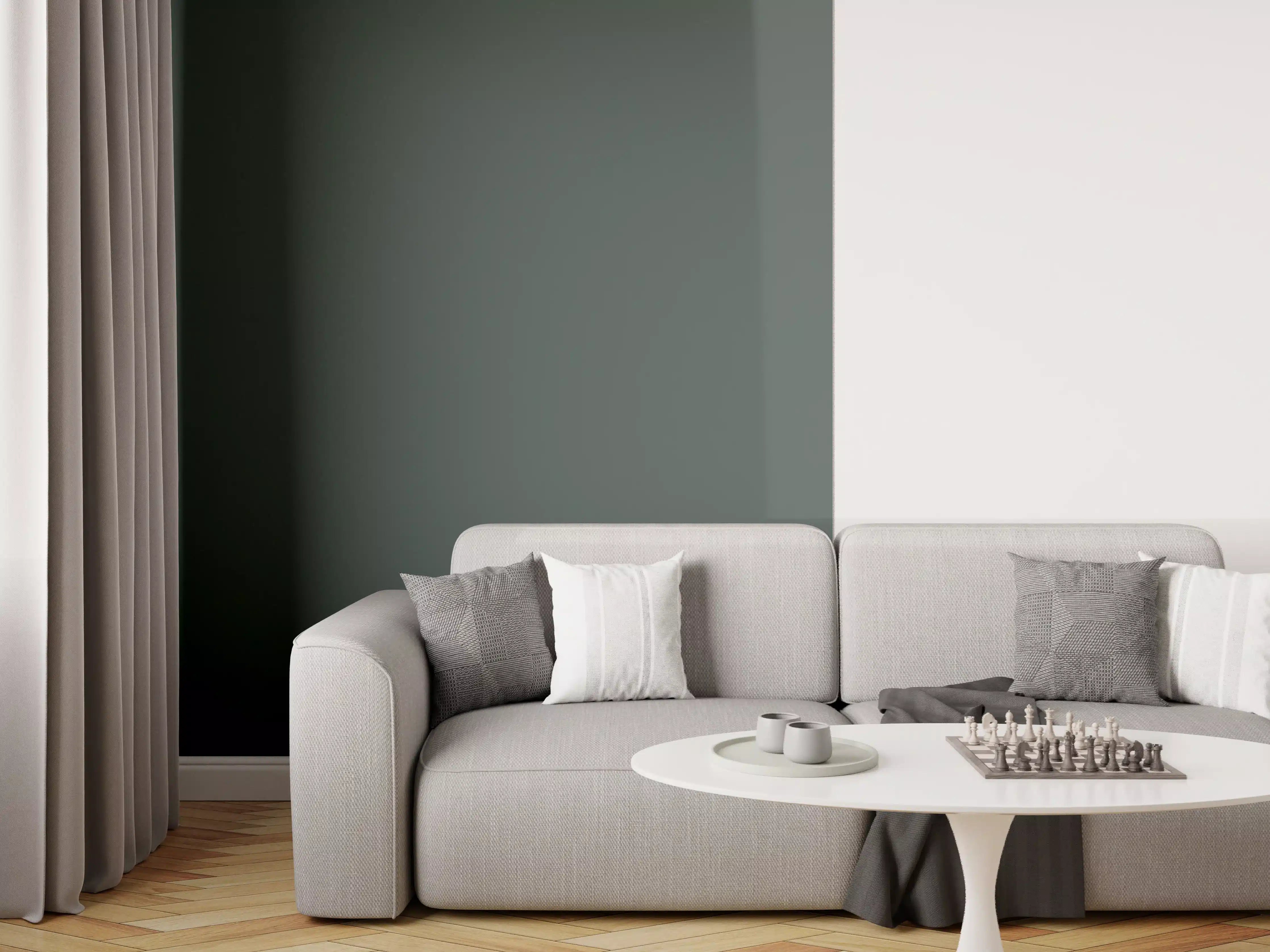 Wandverkleidung Wohnzimmer - RAL 6012 (Schwarzgrün)