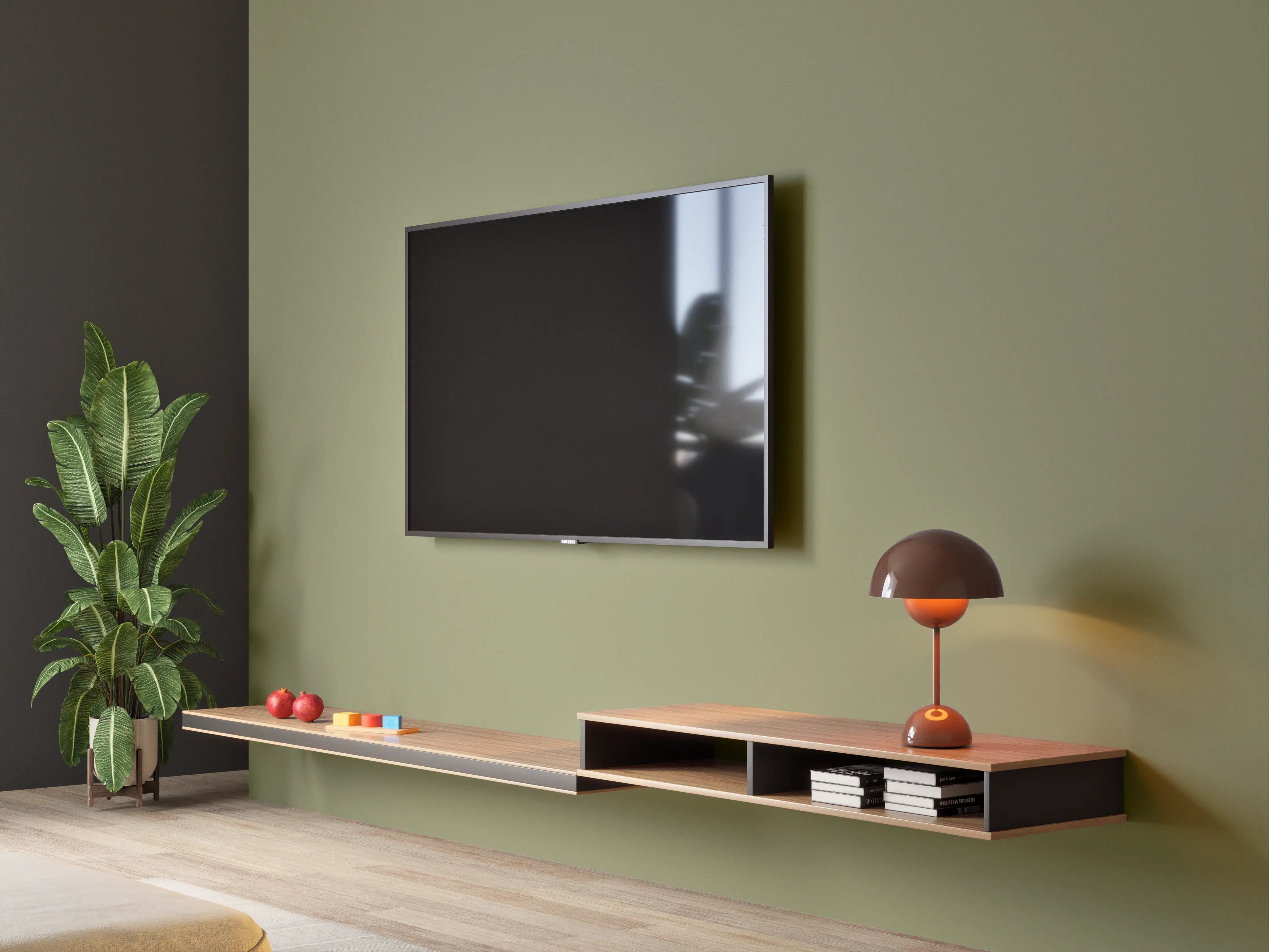 Wandverkleidung Wohnzimmer - RAL 6013 (Schilfgrün)