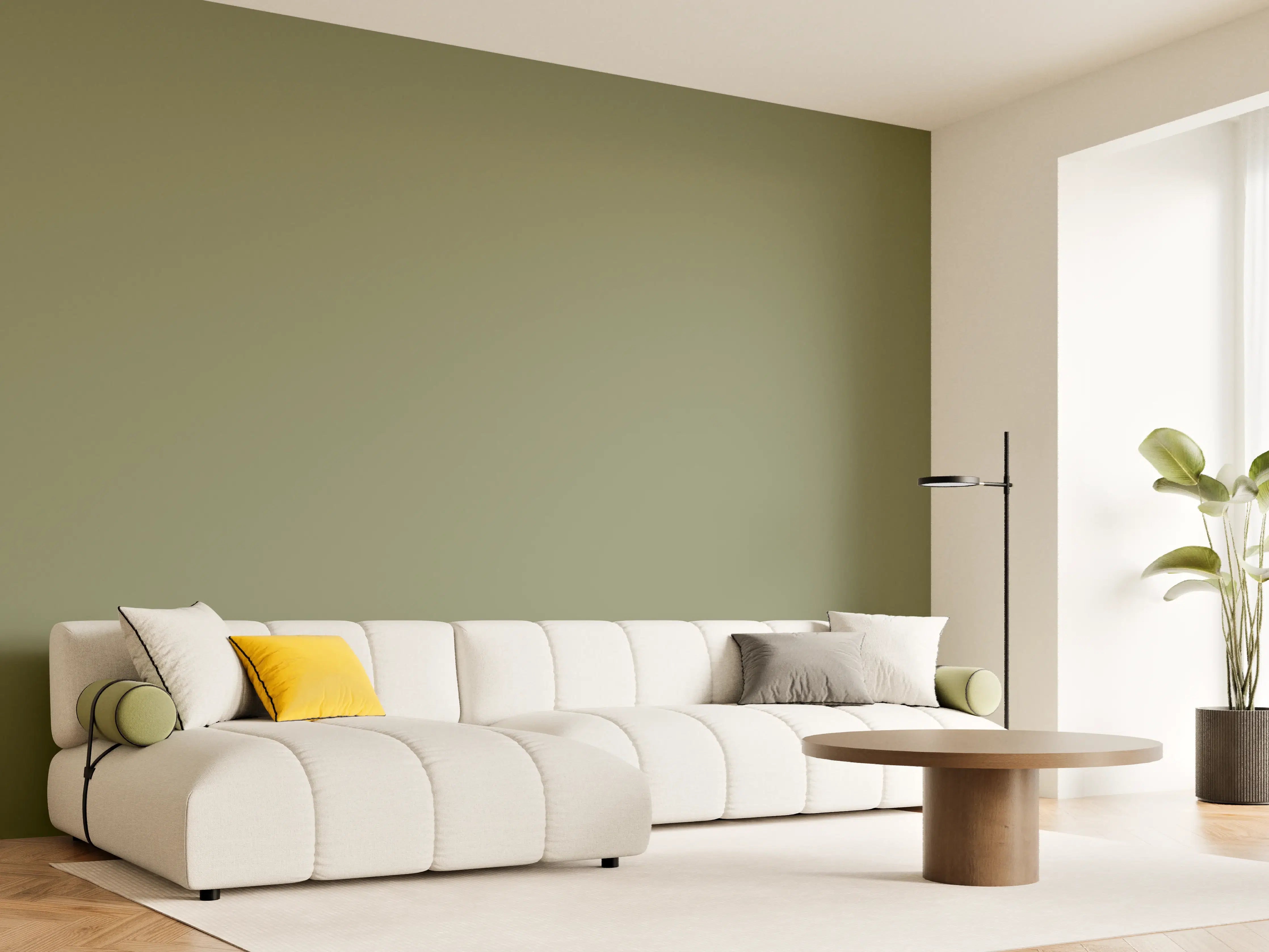 Wandverkleidung Wohnzimmer - RAL 6013 (Schilfgrün)