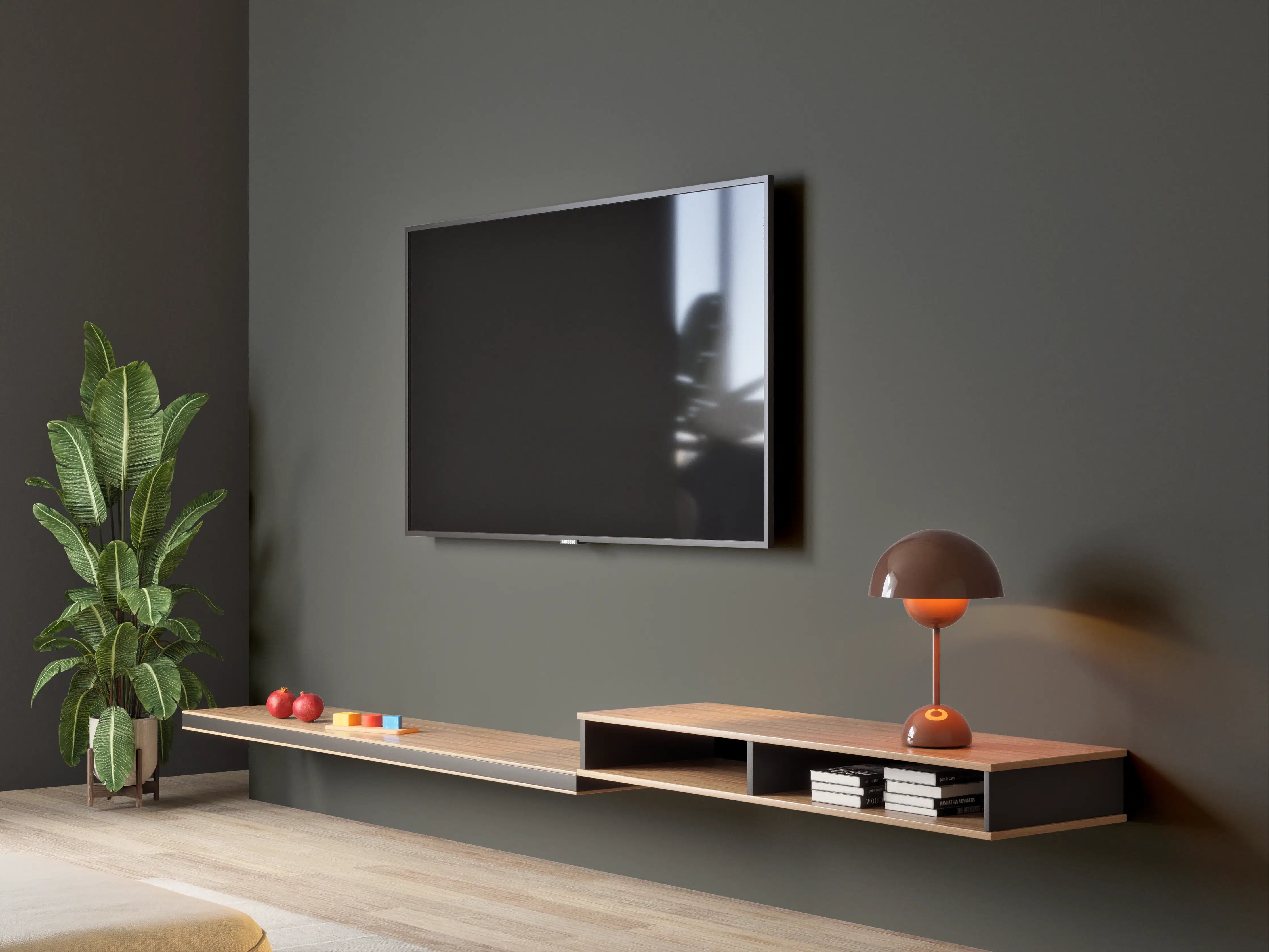 Wandverkleidung Wohnzimmer - RAL 6015 (Schwarzoliv)