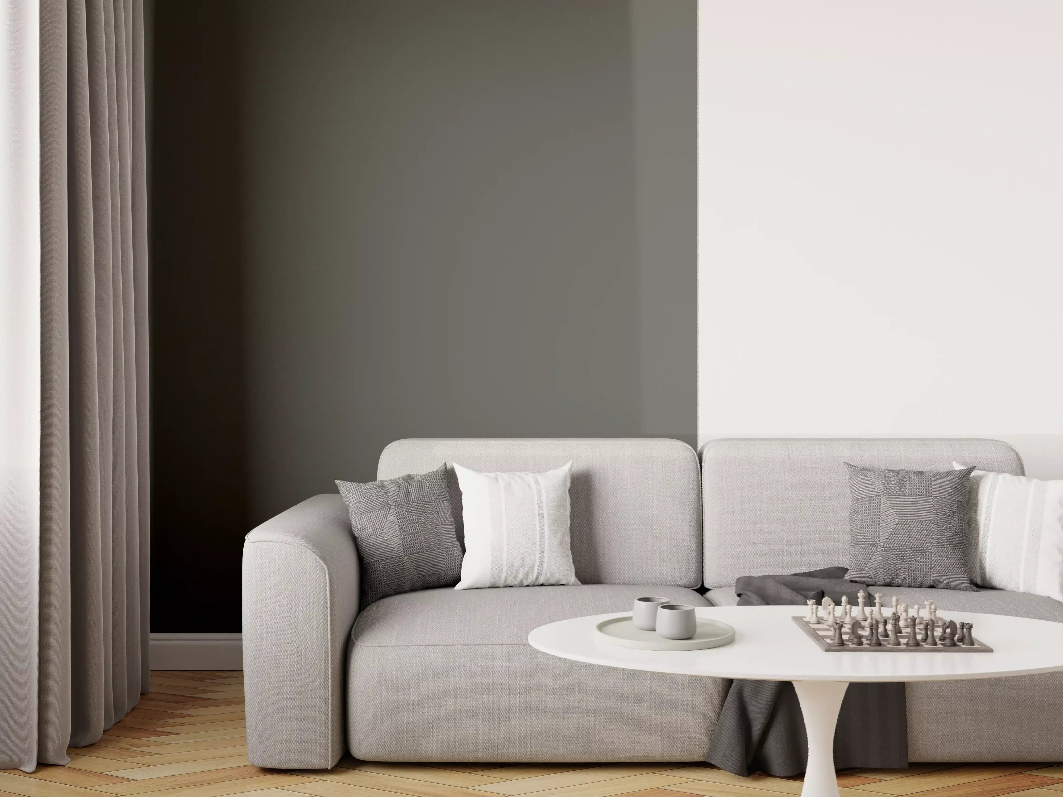 Wandverkleidung Wohnzimmer - RAL 6015 (Schwarzoliv)