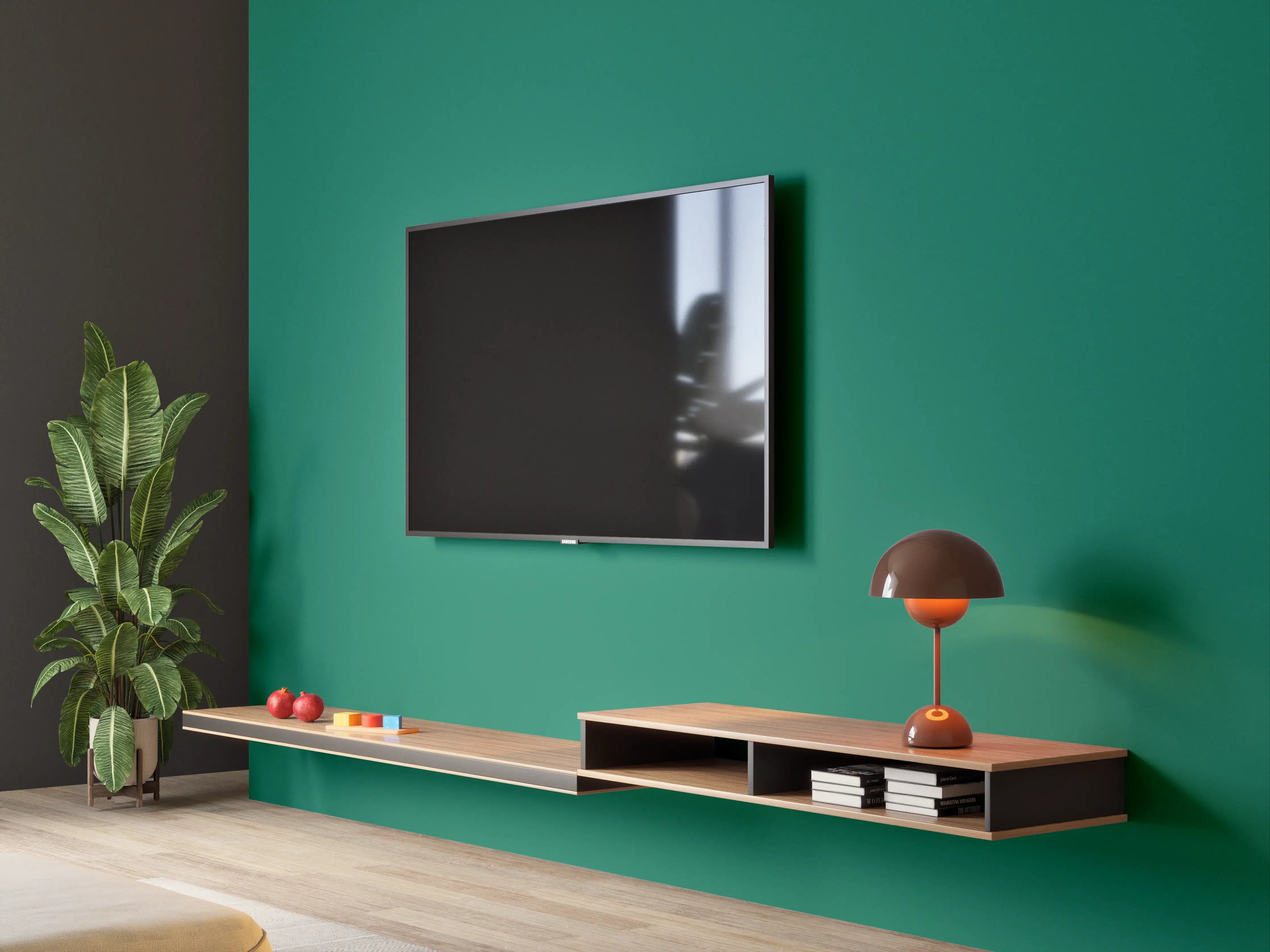 Wandverkleidung Wohnzimmer - RAL 6016 (Türkisgrün)