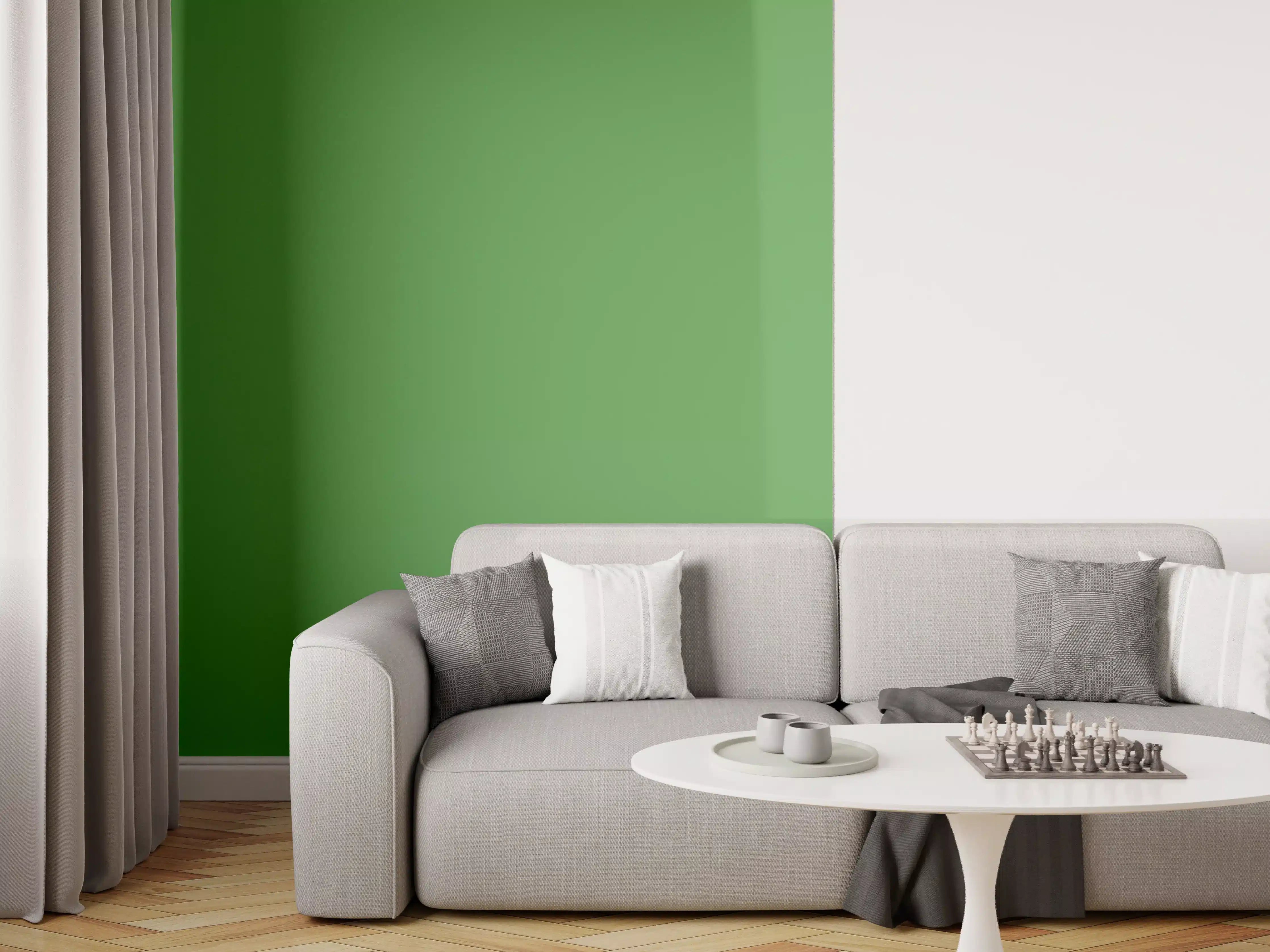 Wandverkleidung Wohnzimmer - RAL 6017 (Maigrün)
