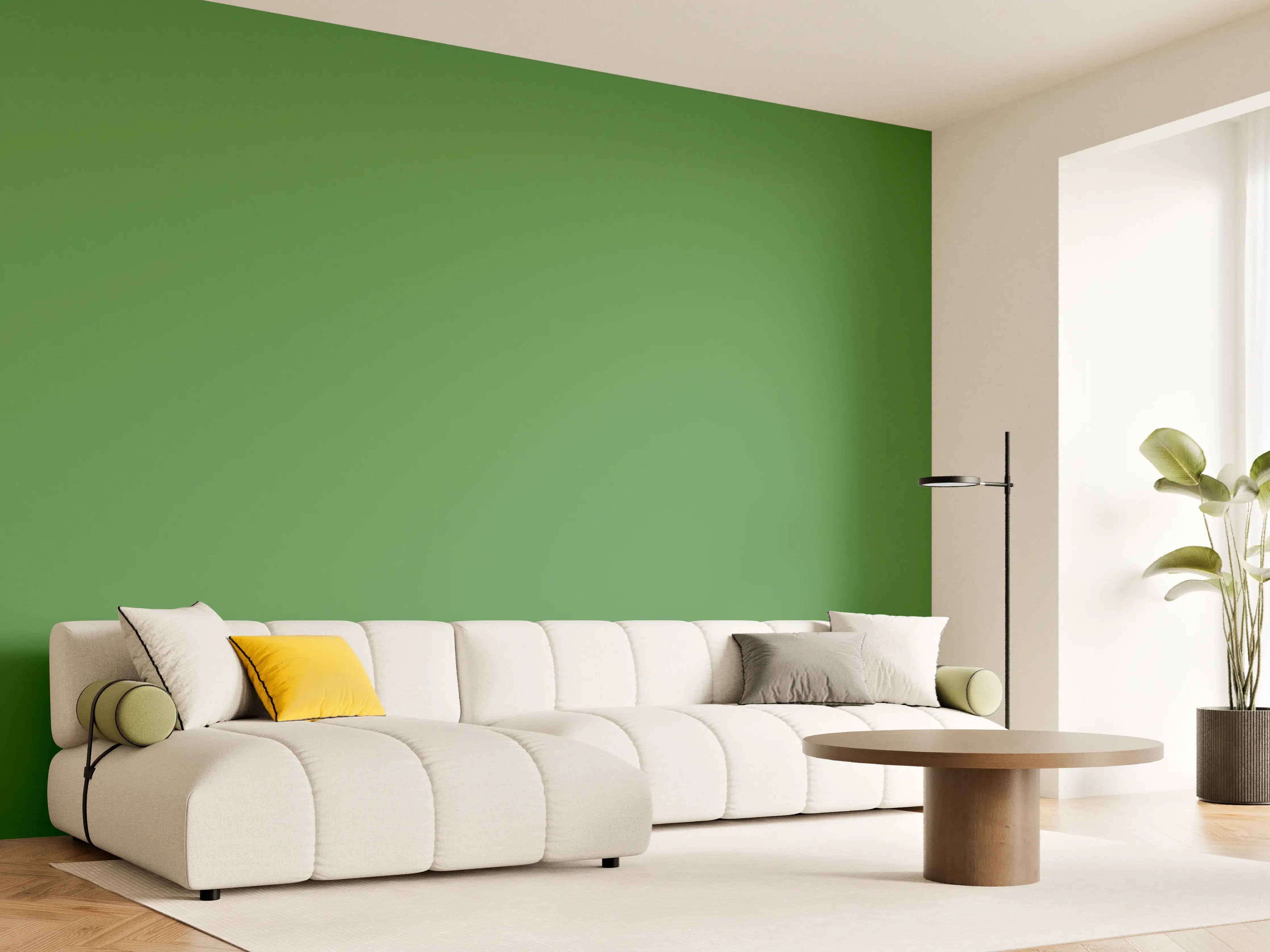 Wandverkleidung Wohnzimmer - RAL 6017 (Maigrün)