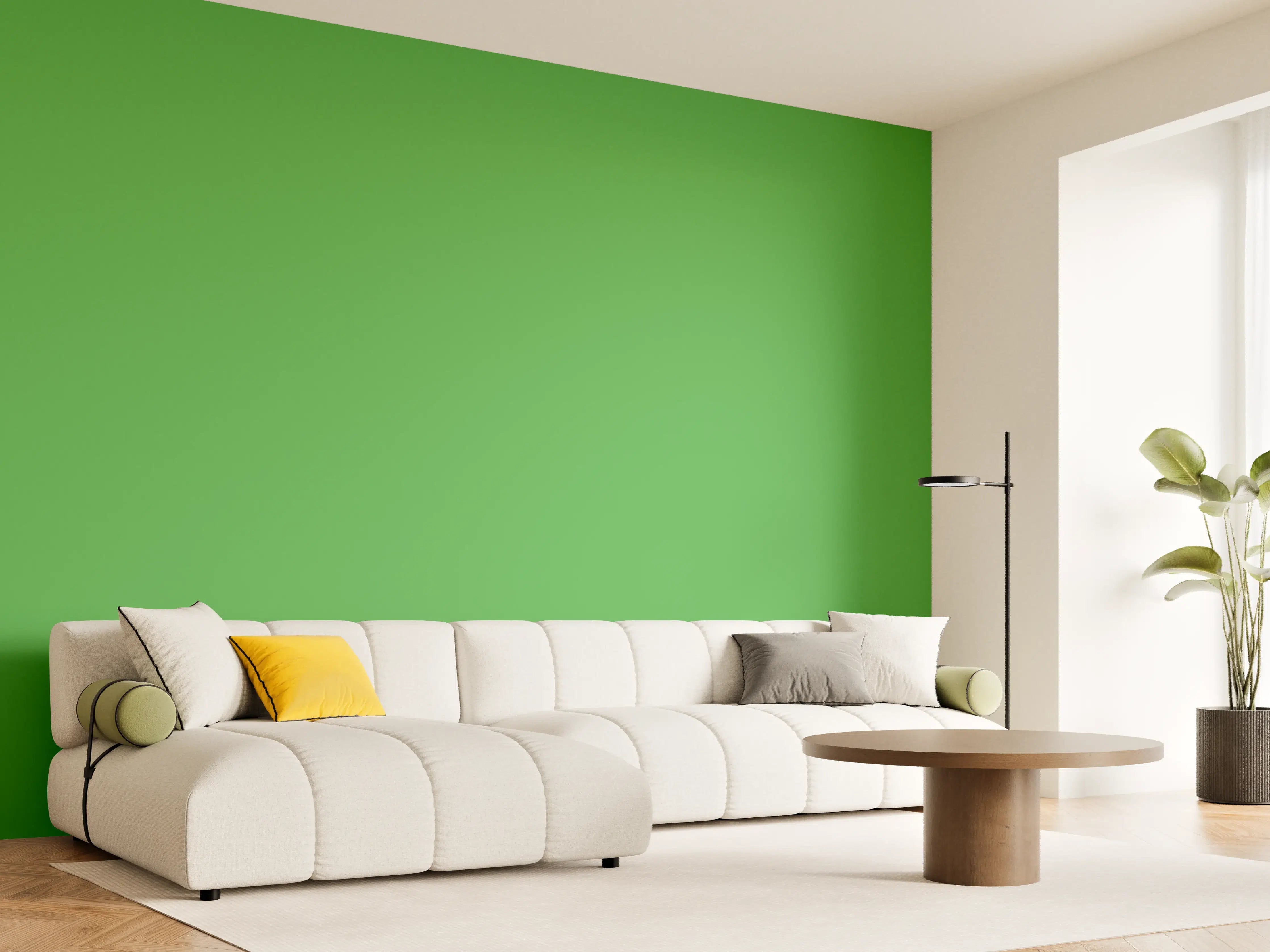 Wandverkleidung Wohnzimmer - RAL 6018 (Gelbgrün)