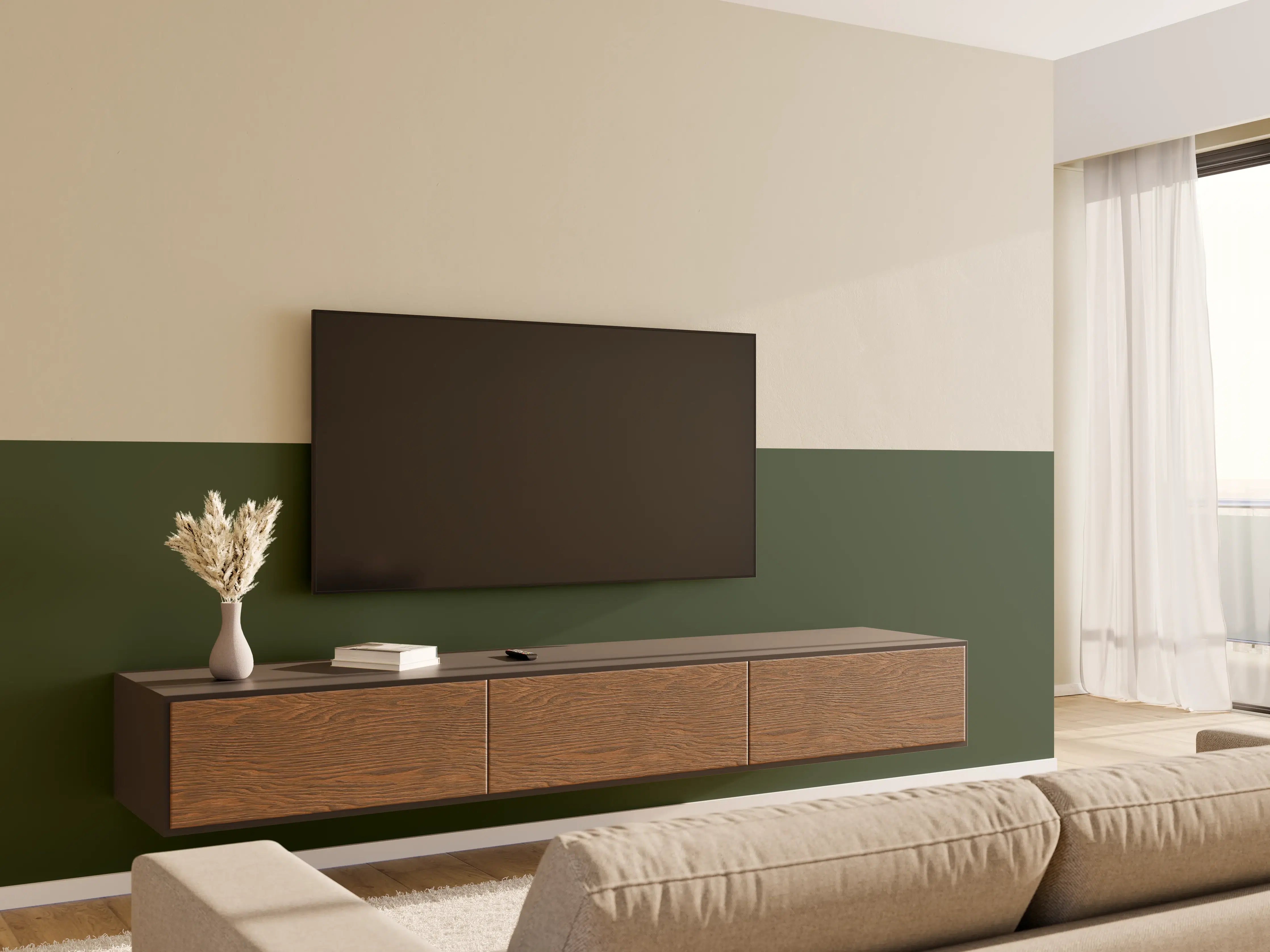 Wandverkleidung Wohnzimmer - RAL 6020 (Chromgrün)