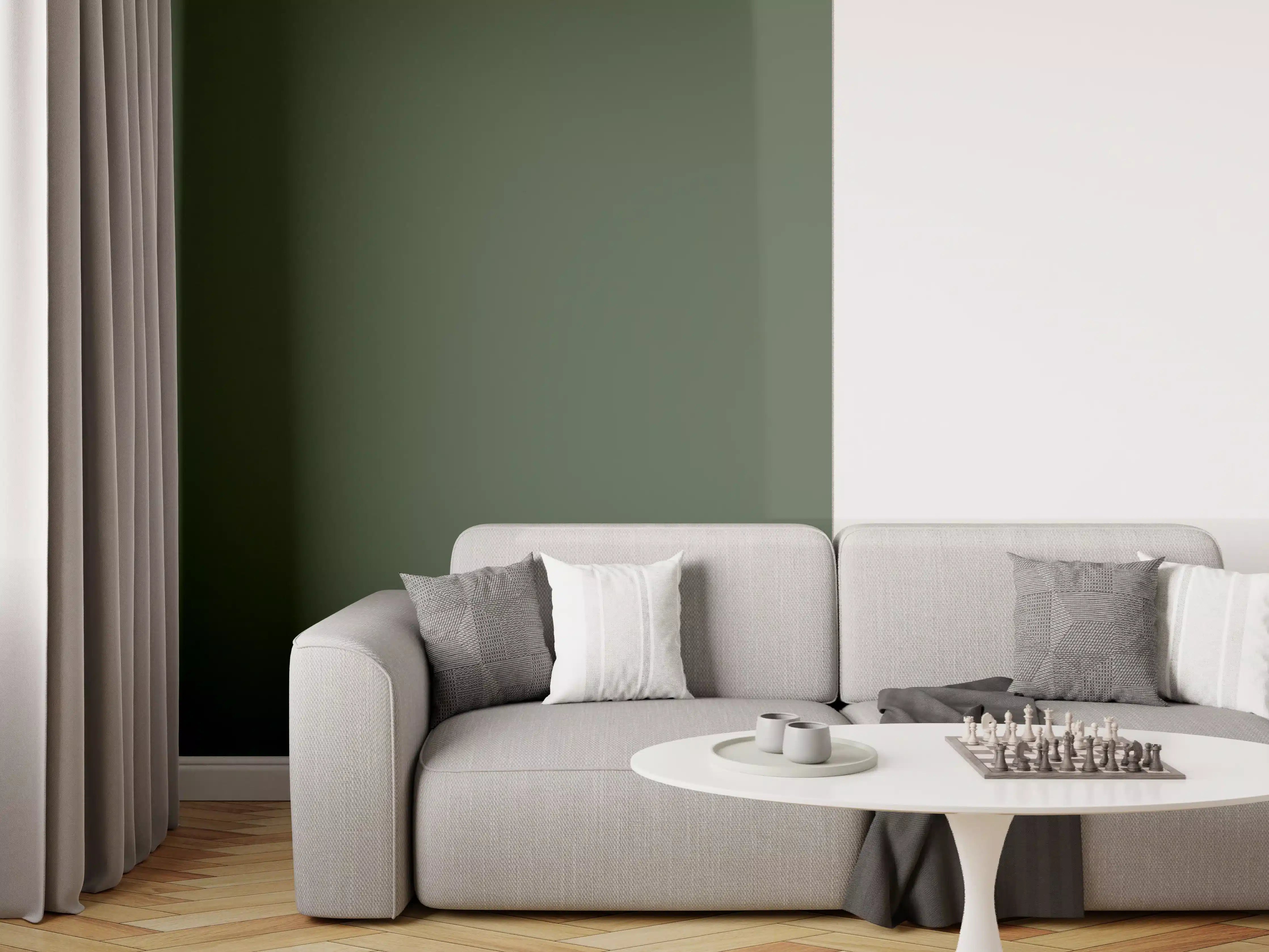 Wandverkleidung Wohnzimmer - RAL 6020 (Chromgrün)