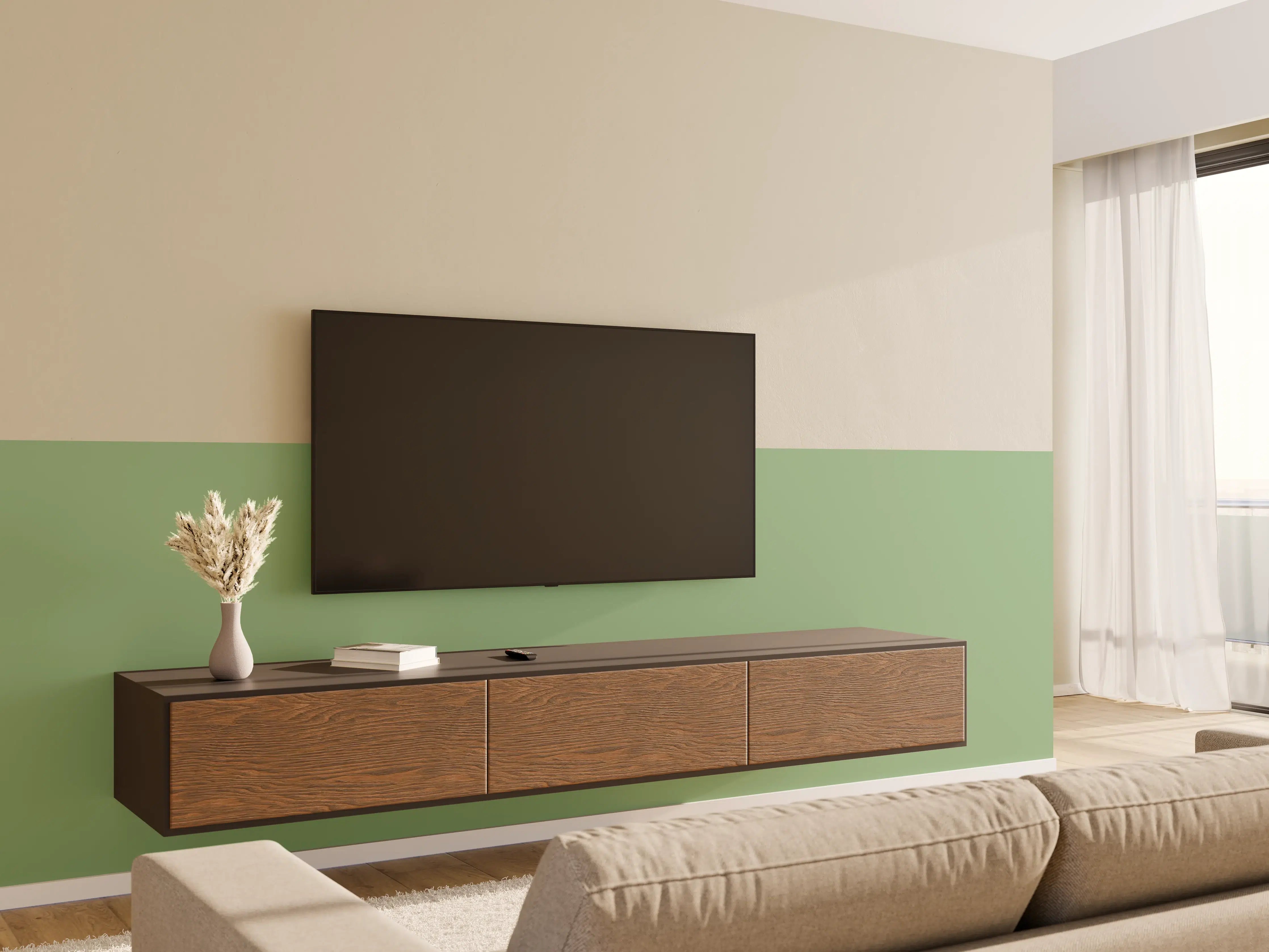 Wandverkleidung Wohnzimmer - RAL 6021 (Blassgrün)