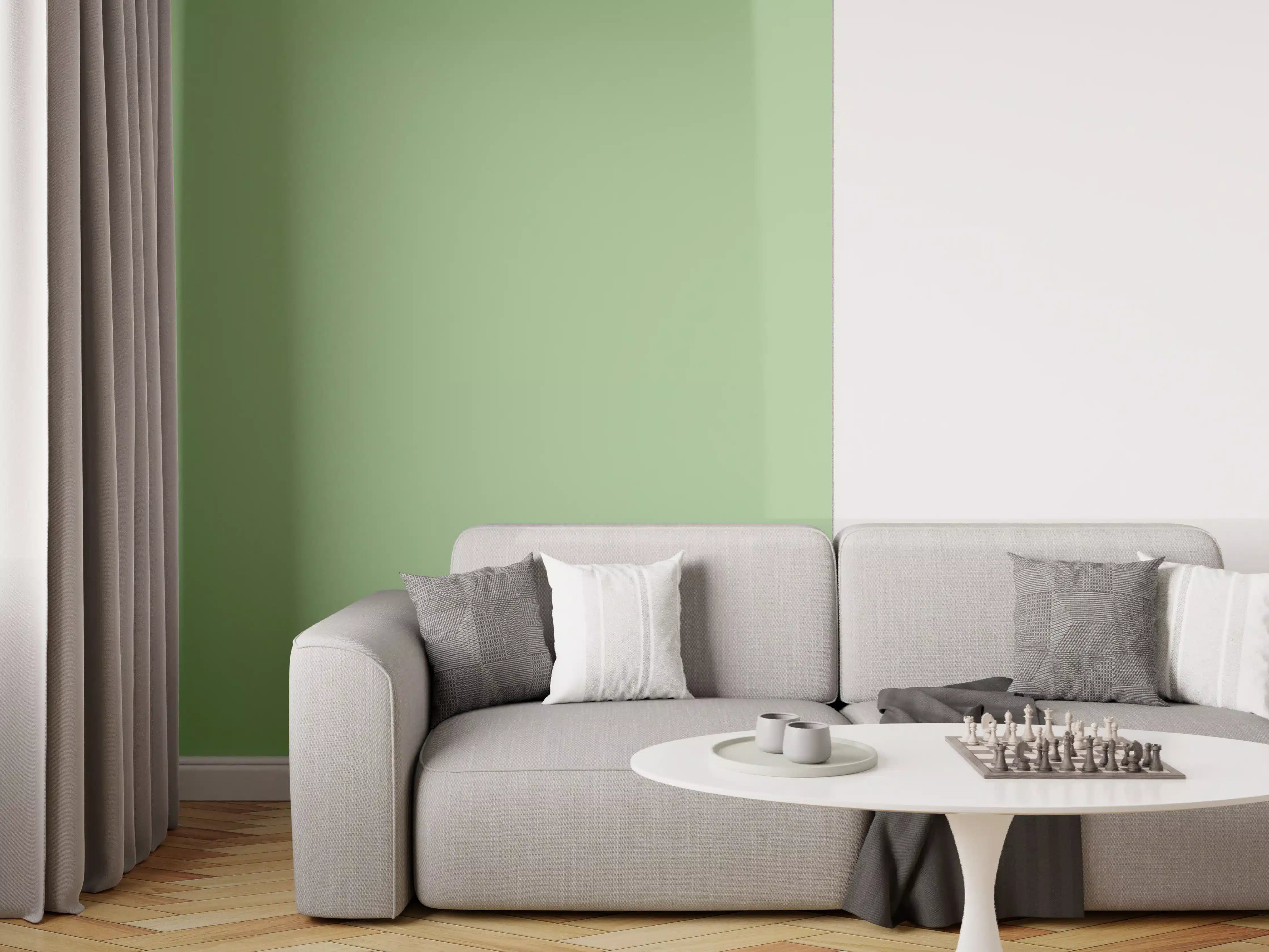 Wandverkleidung Wohnzimmer - RAL 6021 (Blassgrün)