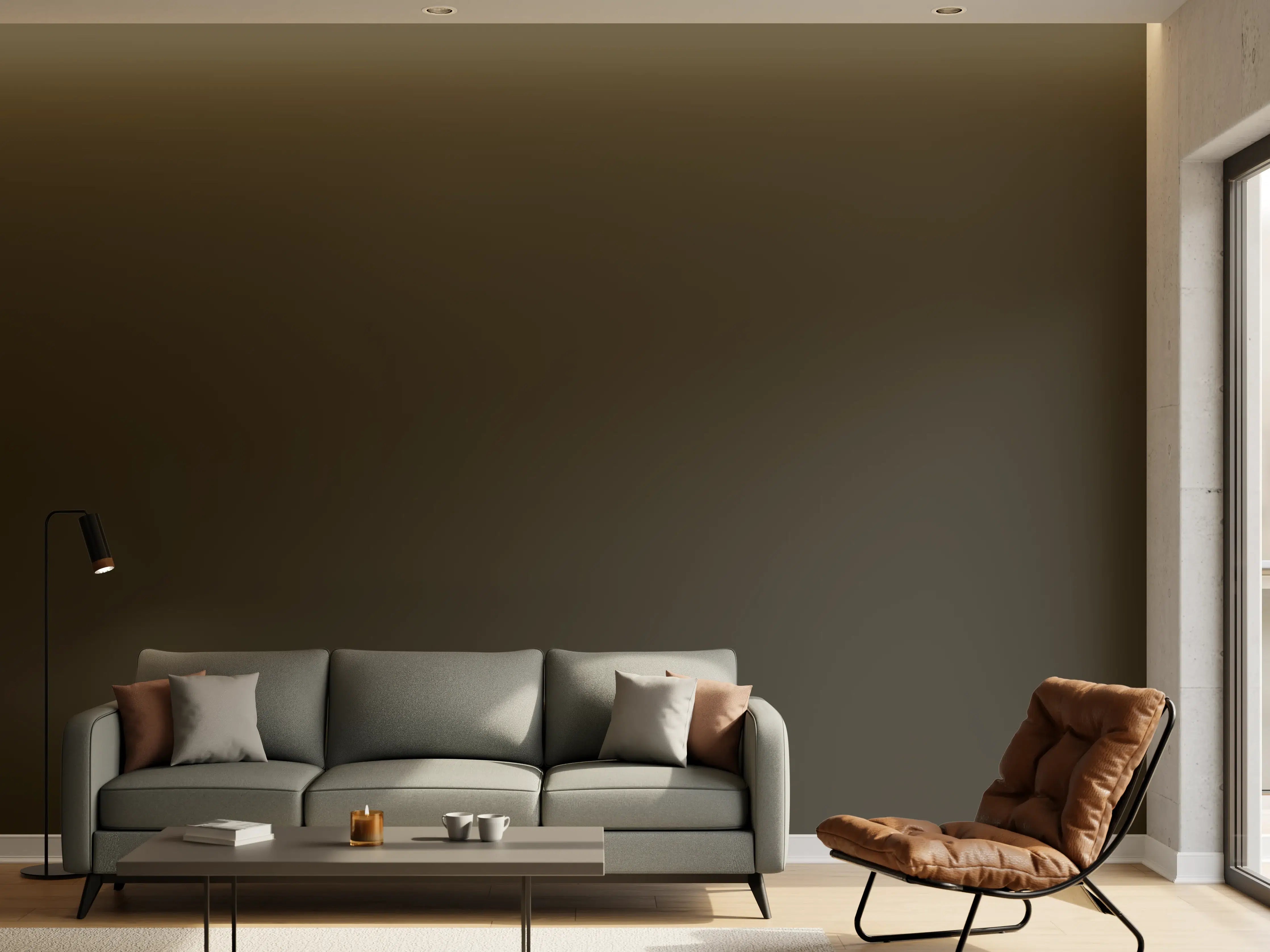 Wandverkleidung Wohnzimmer - RAL 6022 (Braunoliv)