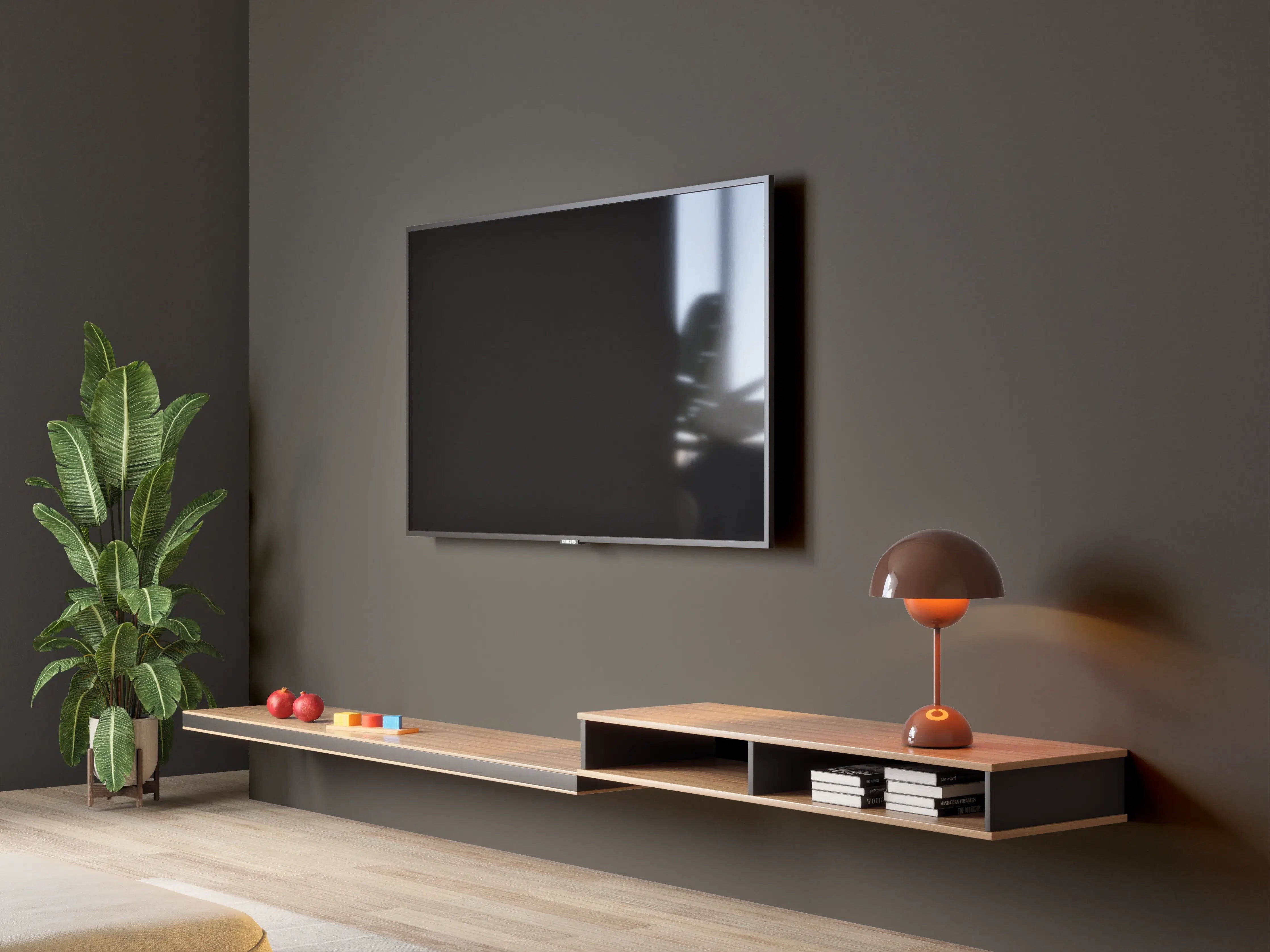 Wandverkleidung Wohnzimmer - RAL 6022 (Braunoliv)