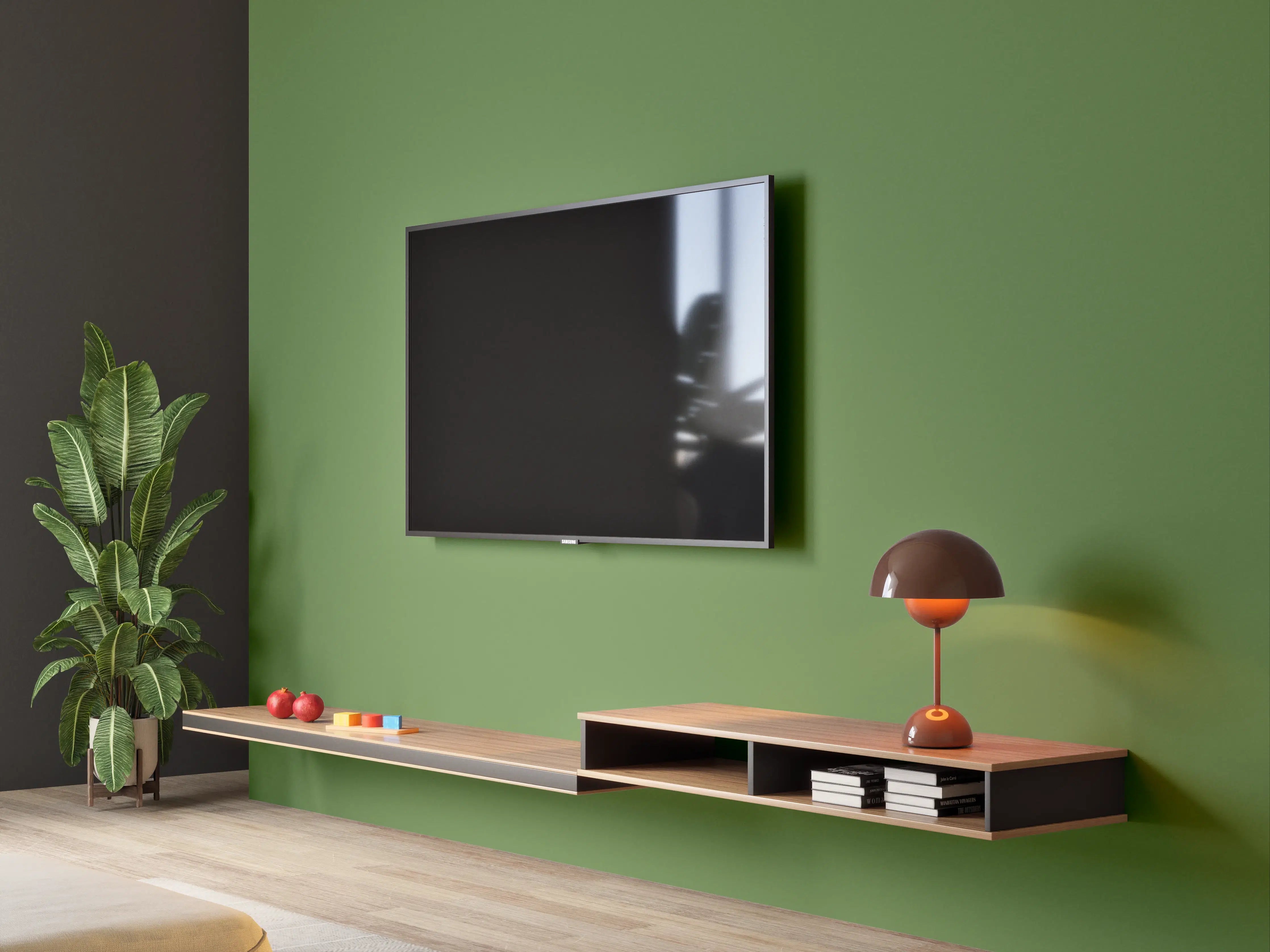 Wandverkleidung Wohnzimmer - RAL 6025 (Farngrün)