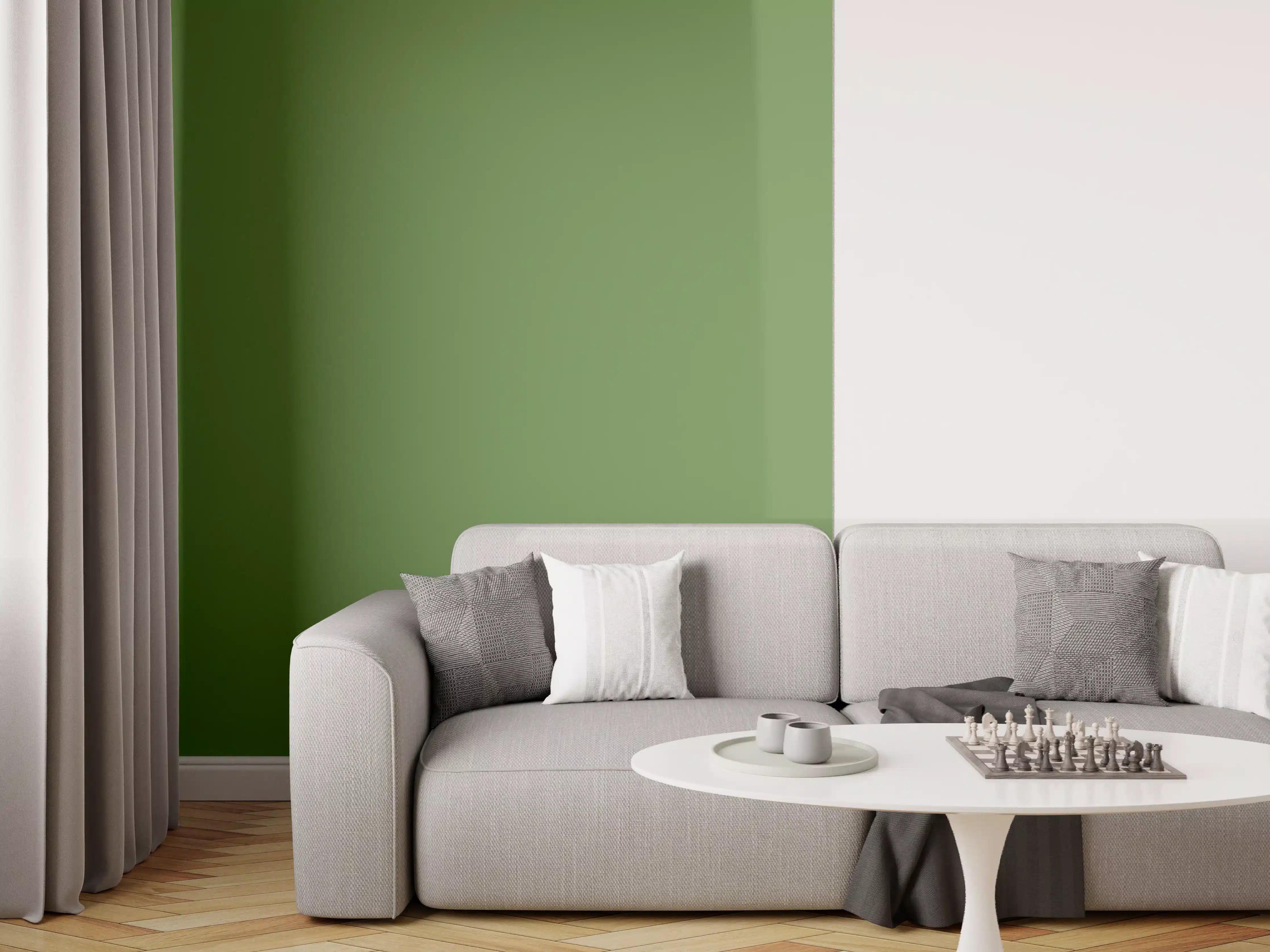 Wandverkleidung Wohnzimmer - RAL 6025 (Farngrün)