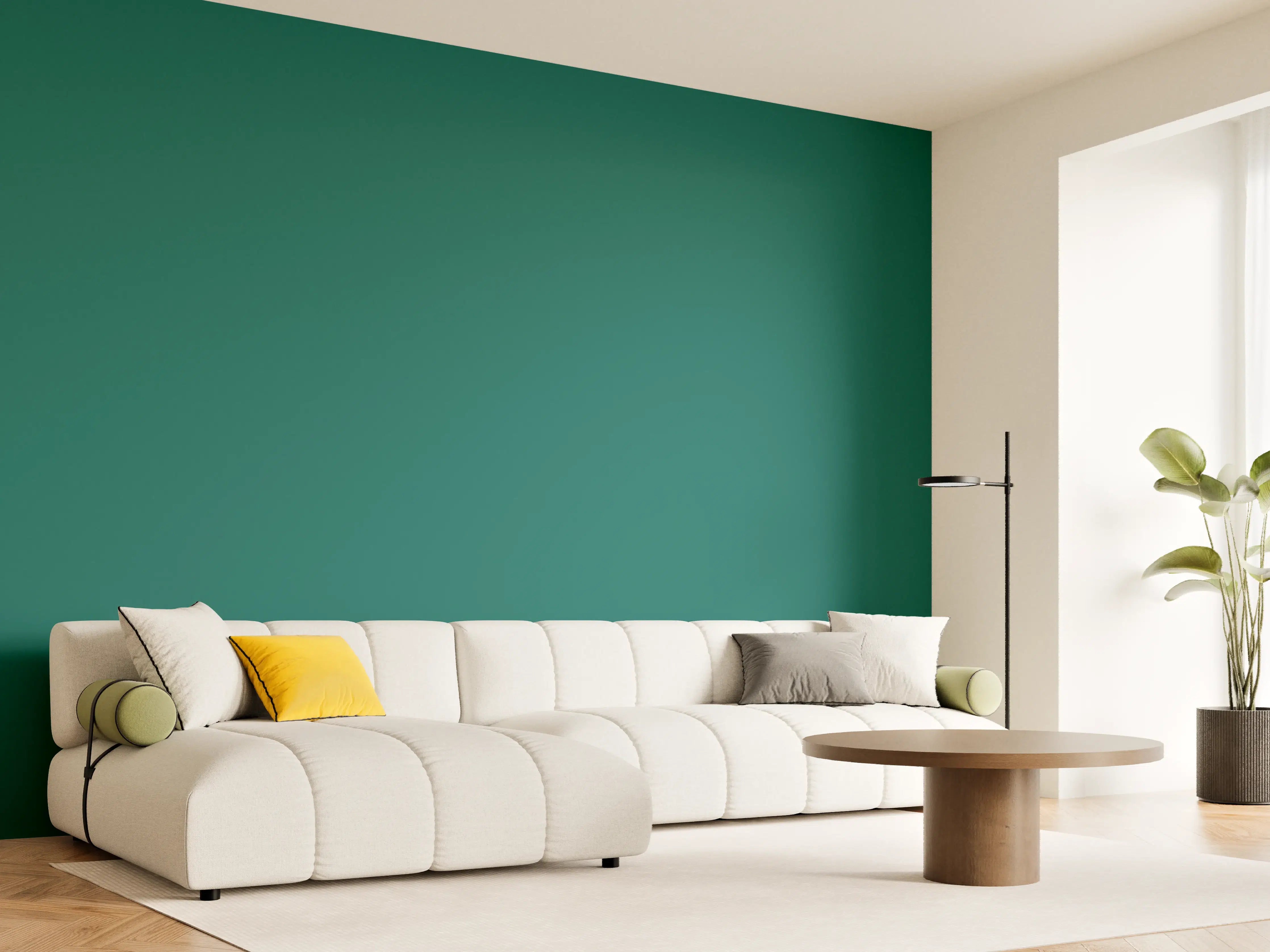 Wandverkleidung Wohnzimmer - RAL 6026 (Opalgrün)