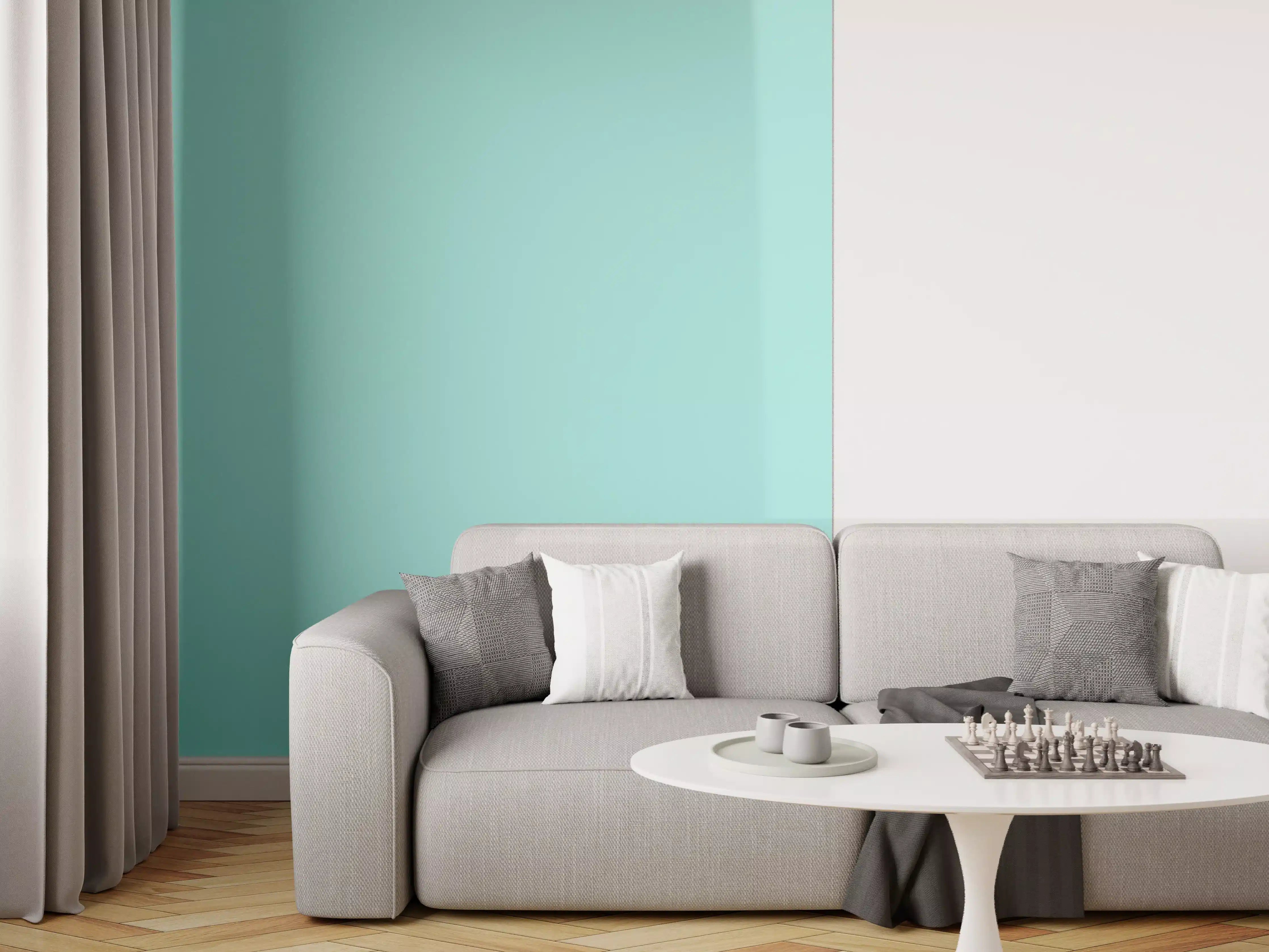 Wandverkleidung Wohnzimmer - RAL 6027 (Hellgrün)
