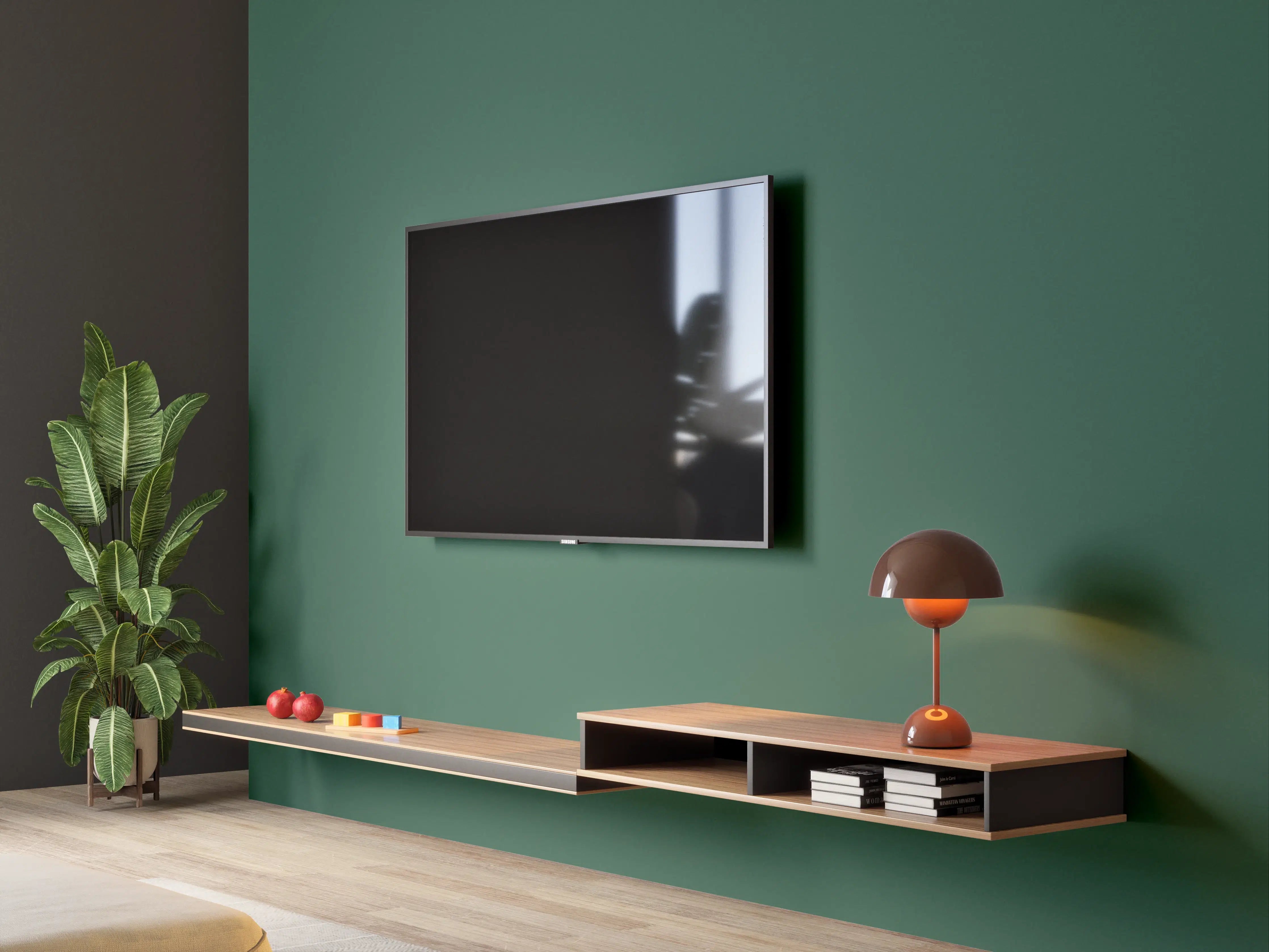 Wandverkleidung Wohnzimmer - RAL 6028 (Kieferngrün)