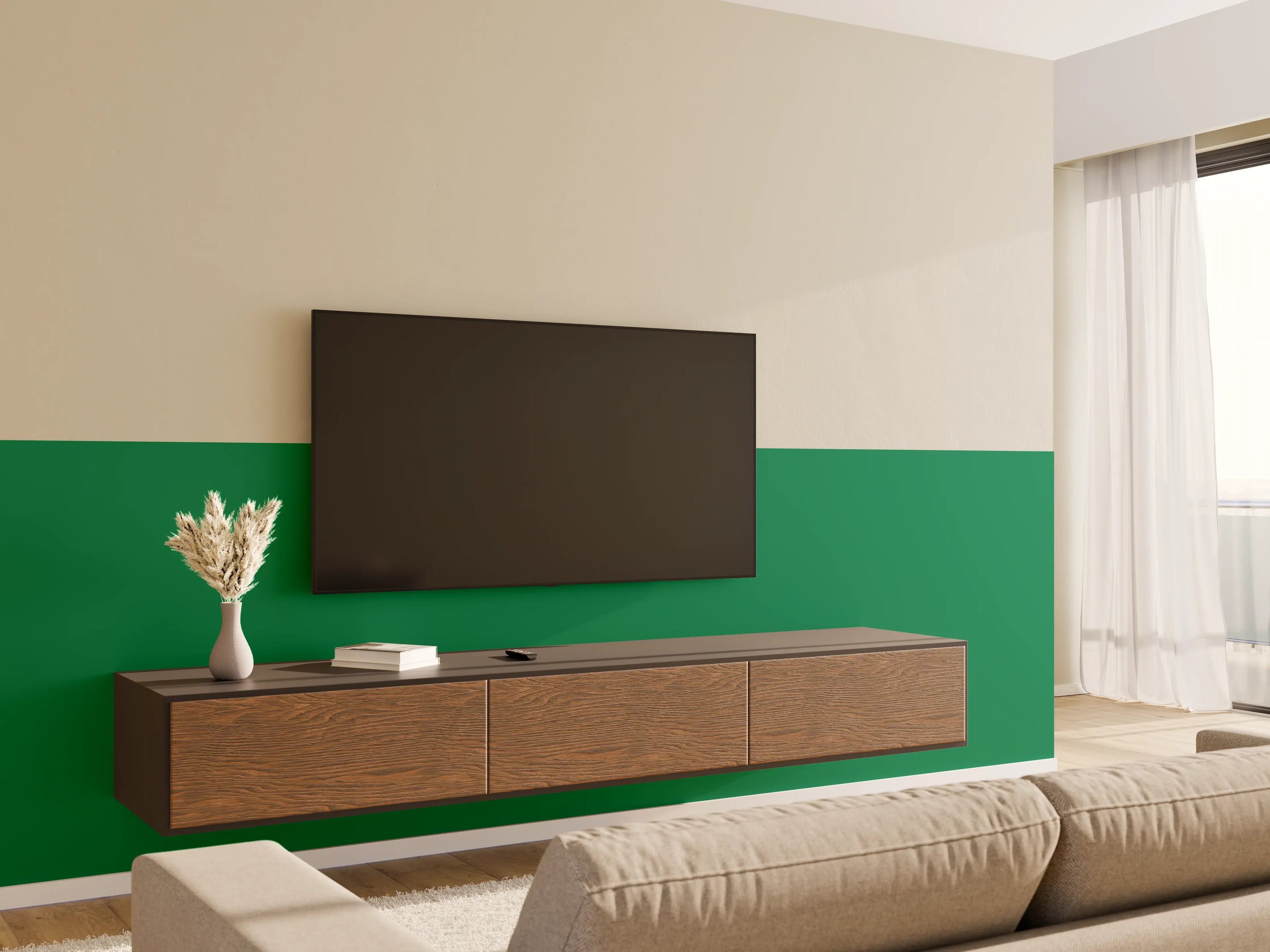 Wandverkleidung Wohnzimmer - RAL 6029 (Mintgrün)