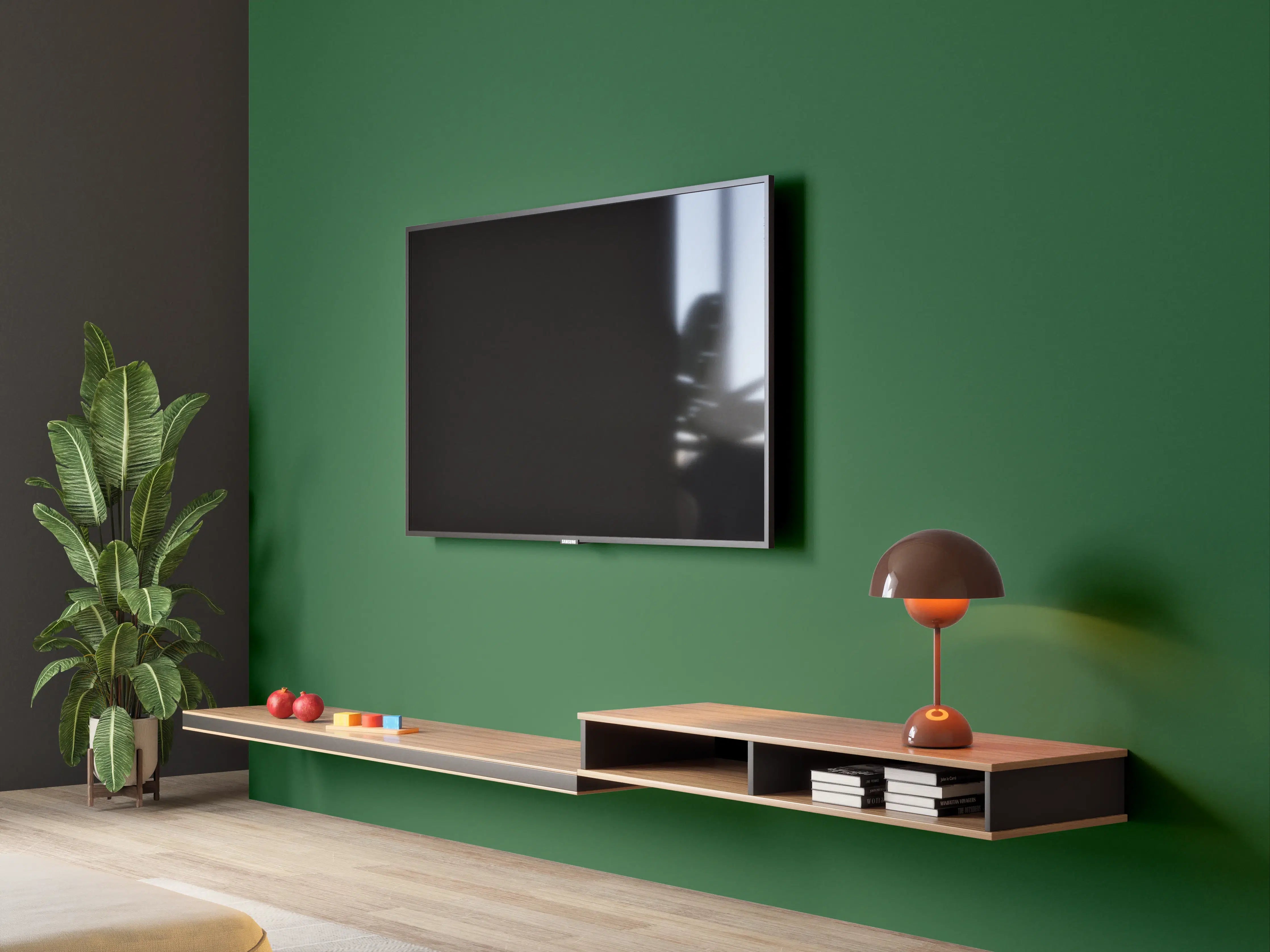Wandverkleidung Wohnzimmer - RAL 6035 (Perlgrün)