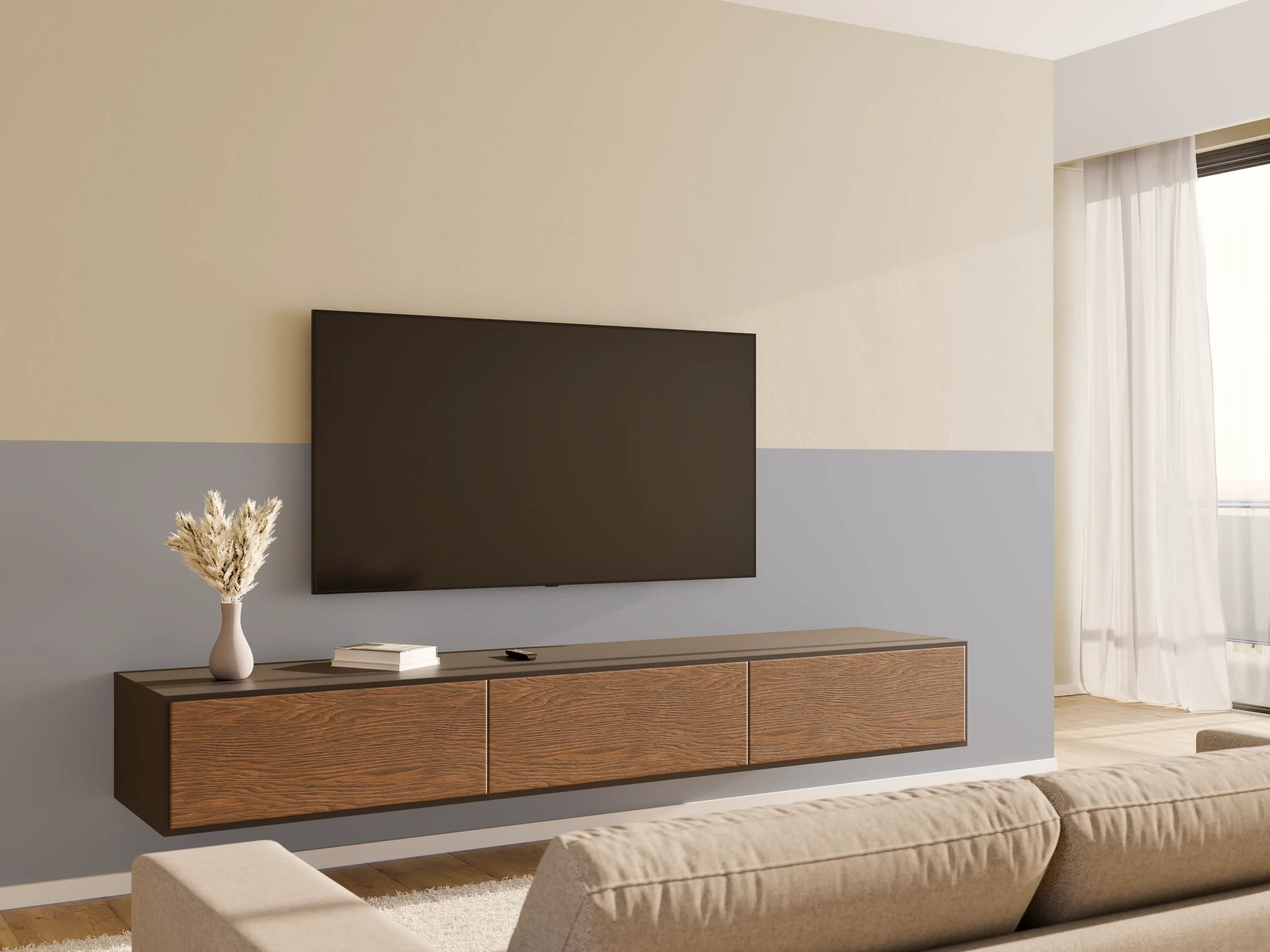Wandverkleidung Wohnzimmer - RAL 7001 (Silbergrau)