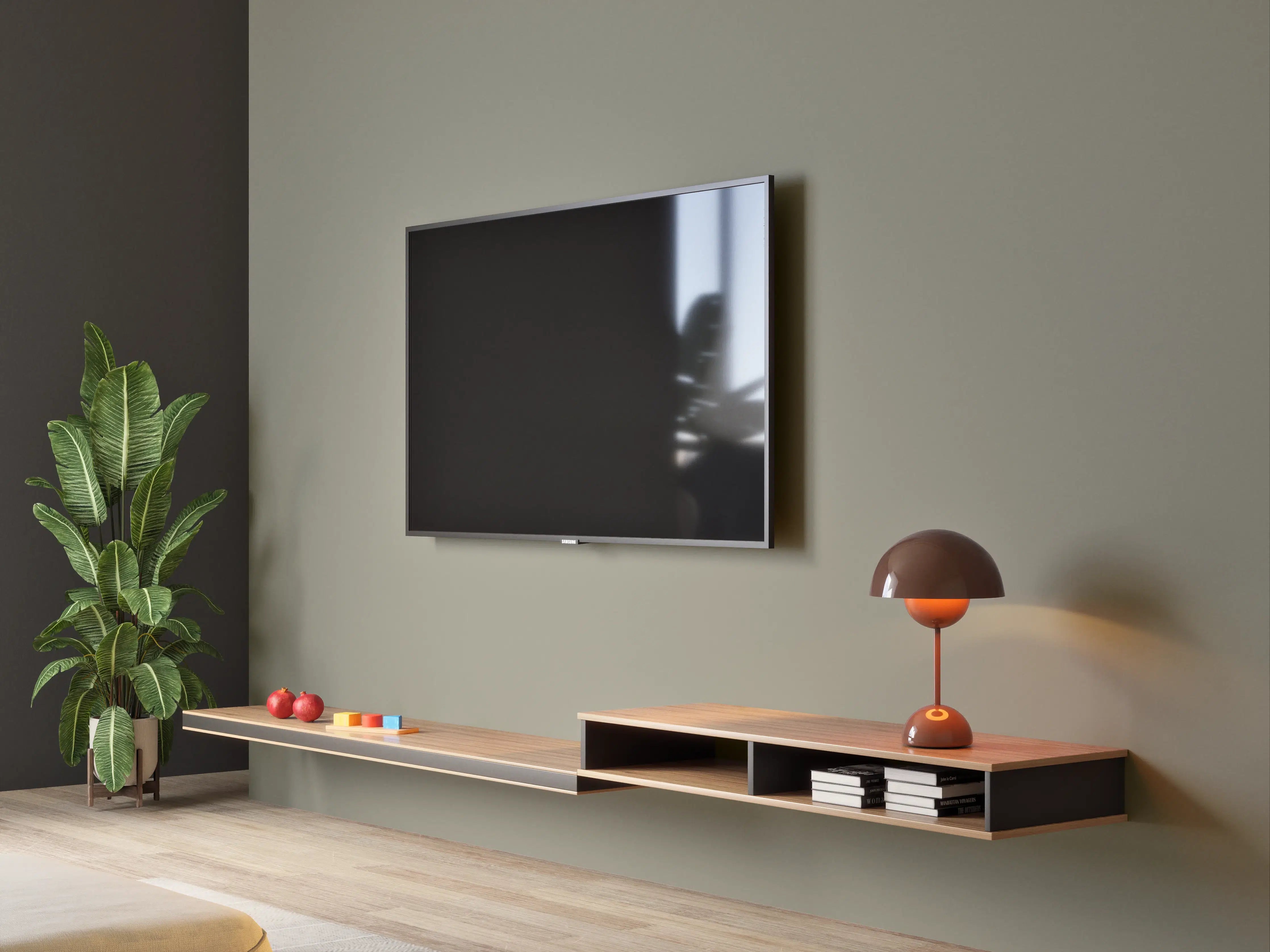 Wandverkleidung Wohnzimmer - RAL 7003 (Moosgrau)