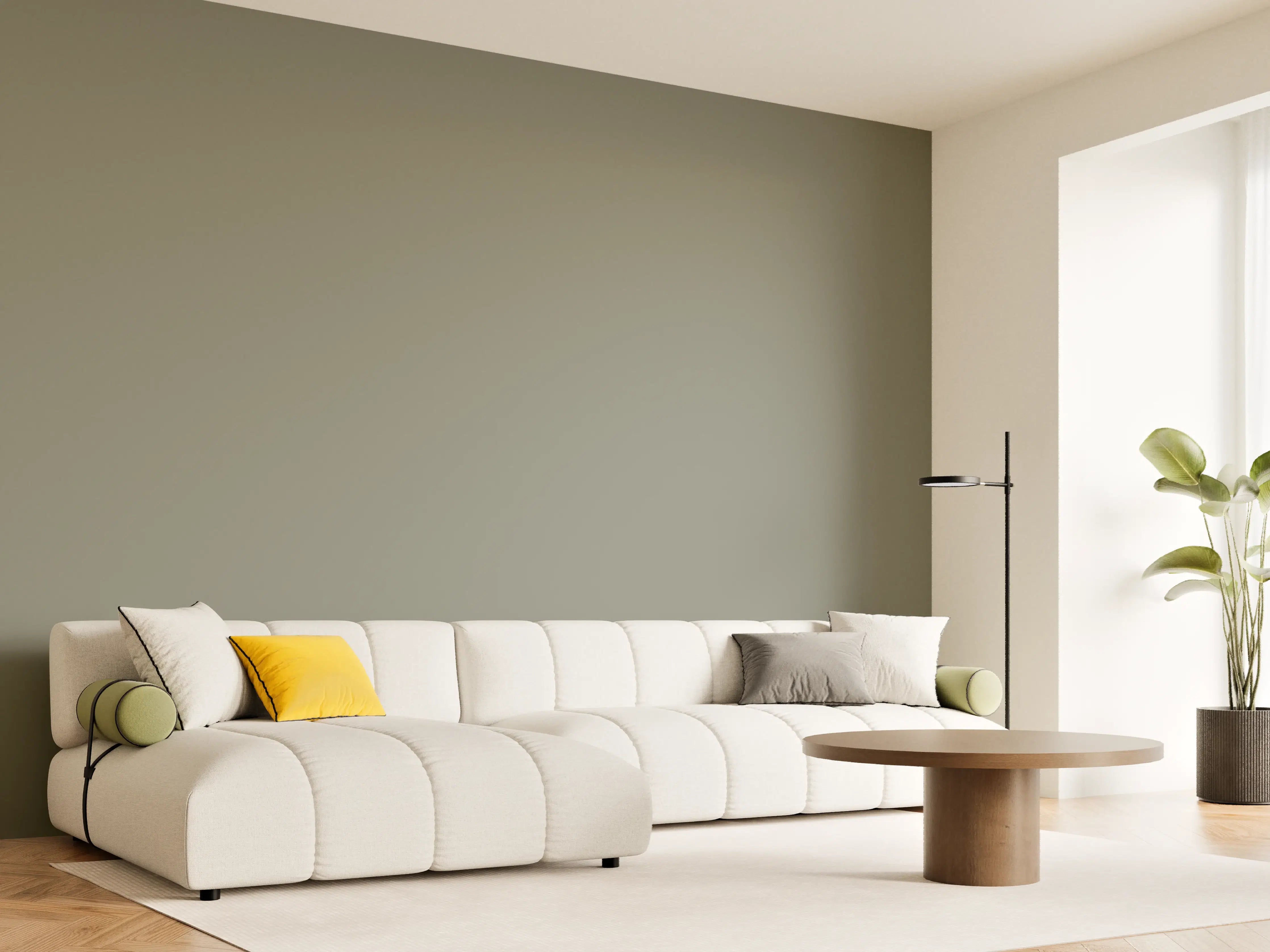 Wandverkleidung Wohnzimmer - RAL 7003 (Moosgrau)