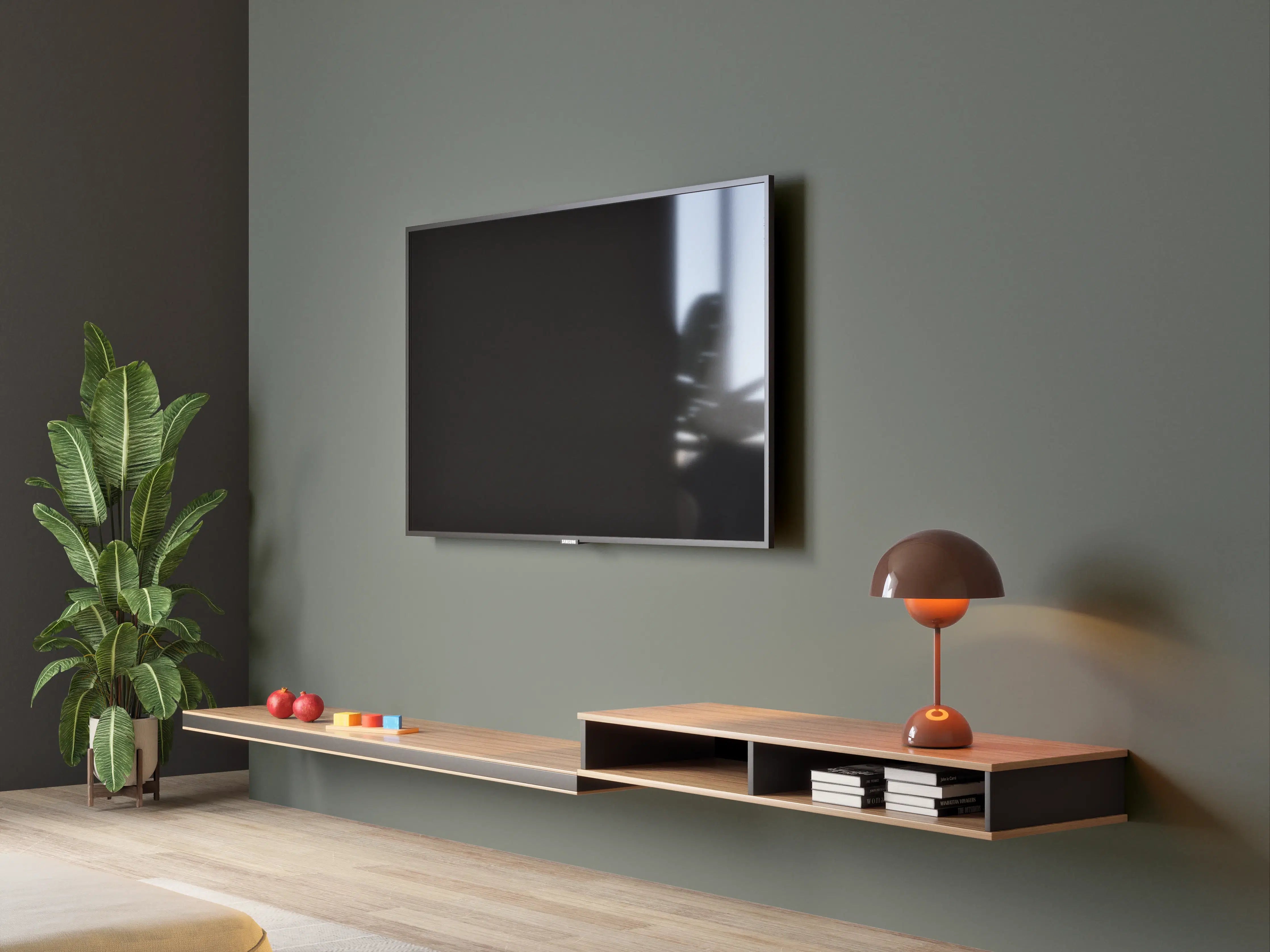 Wandverkleidung Wohnzimmer - RAL 7009 (Grüngrau)