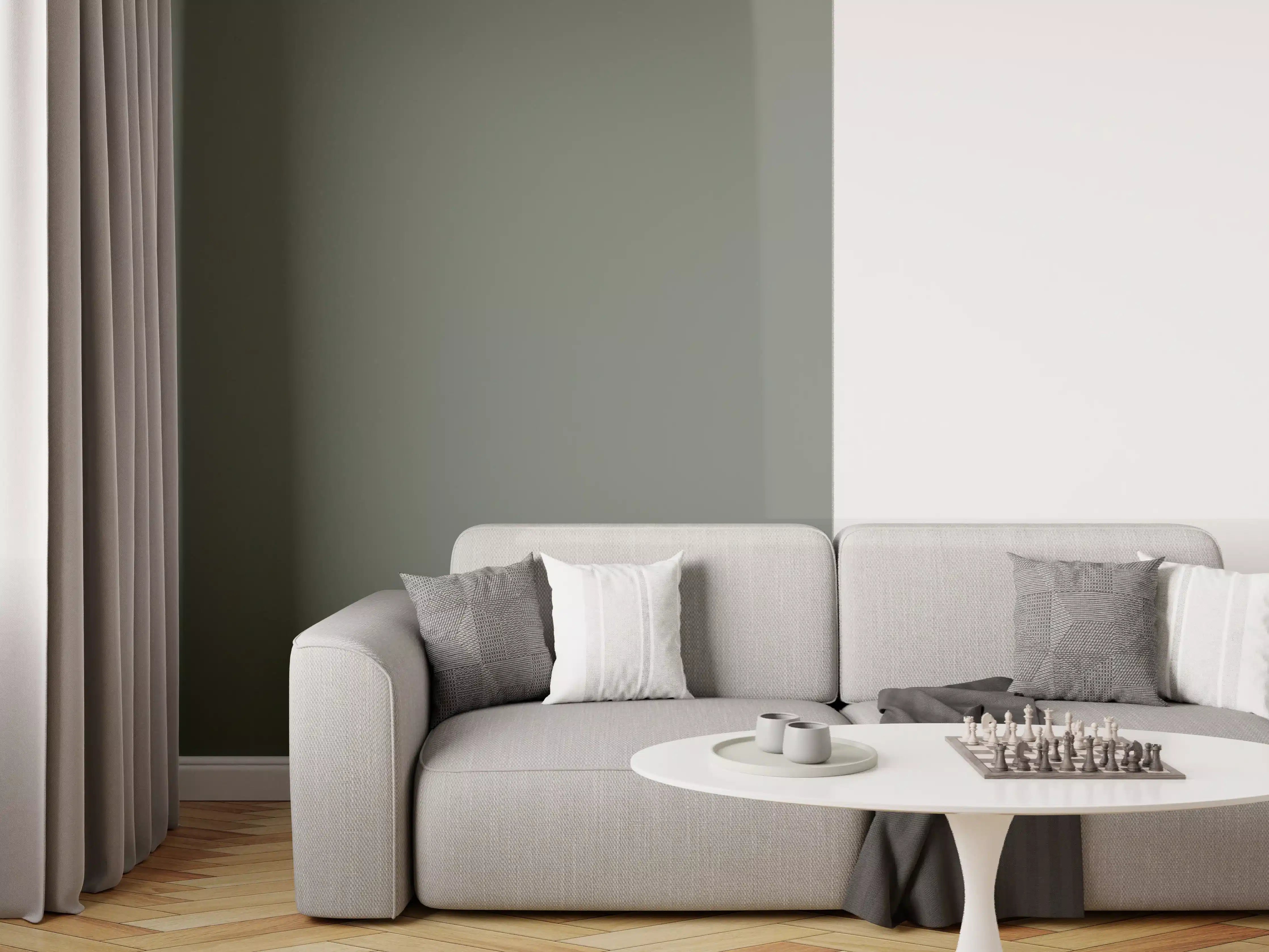 Wandverkleidung Wohnzimmer - RAL 7009 (Grüngrau)