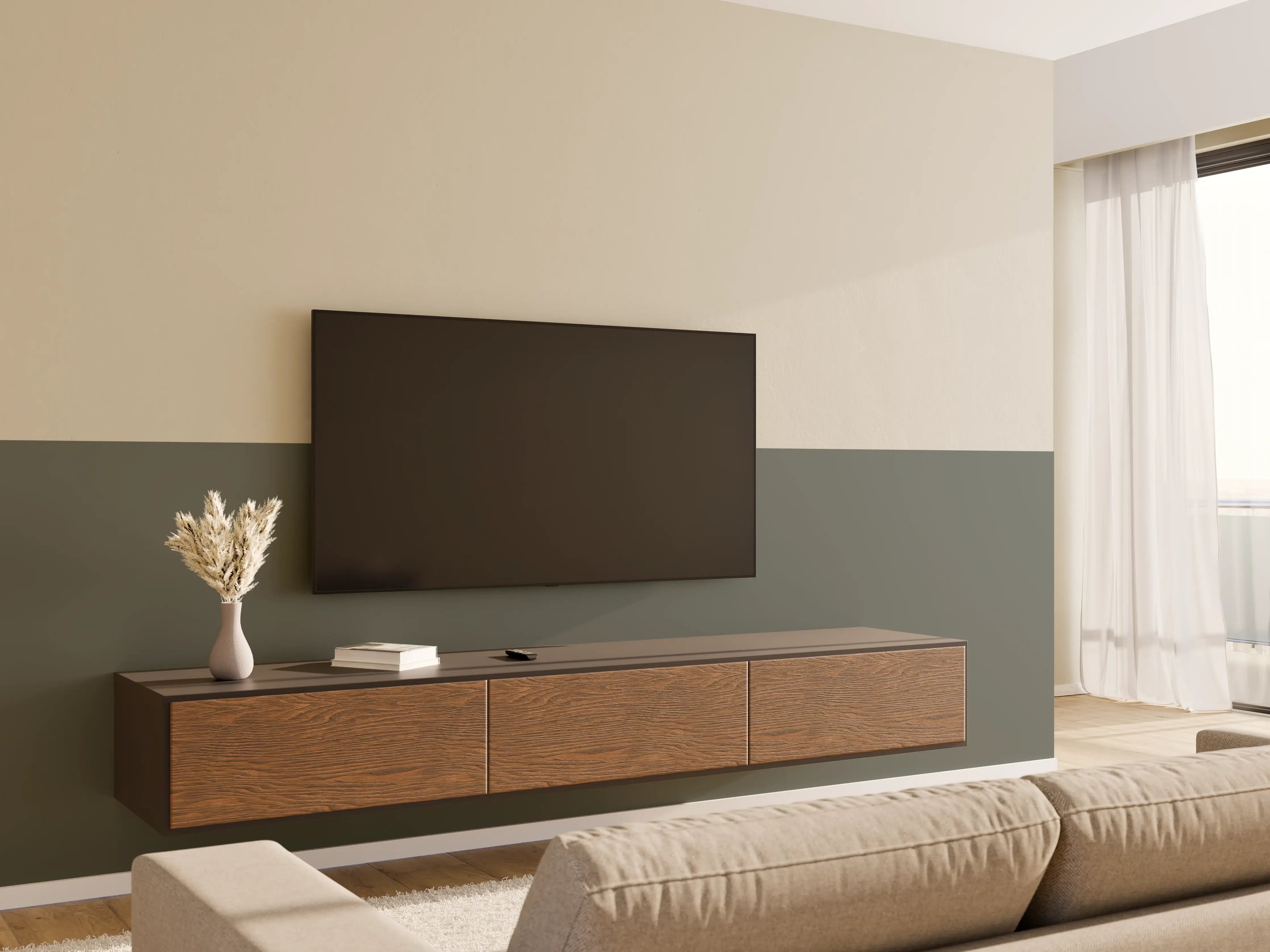 Wandverkleidung Wohnzimmer - RAL 7010 (Plane grau)