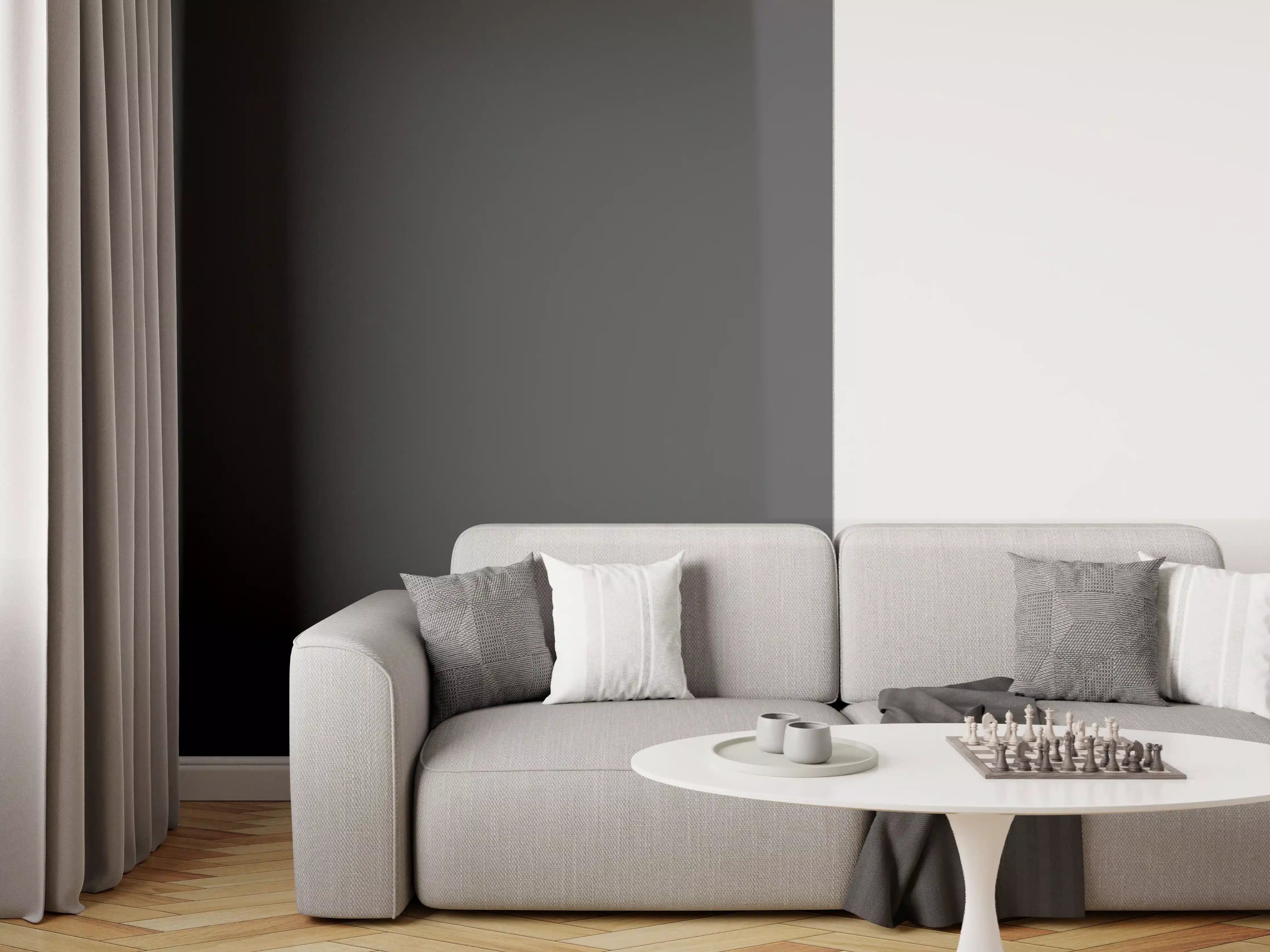 Wandverkleidung Wohnzimmer - RAL 7021 (Schwarzgrau)
