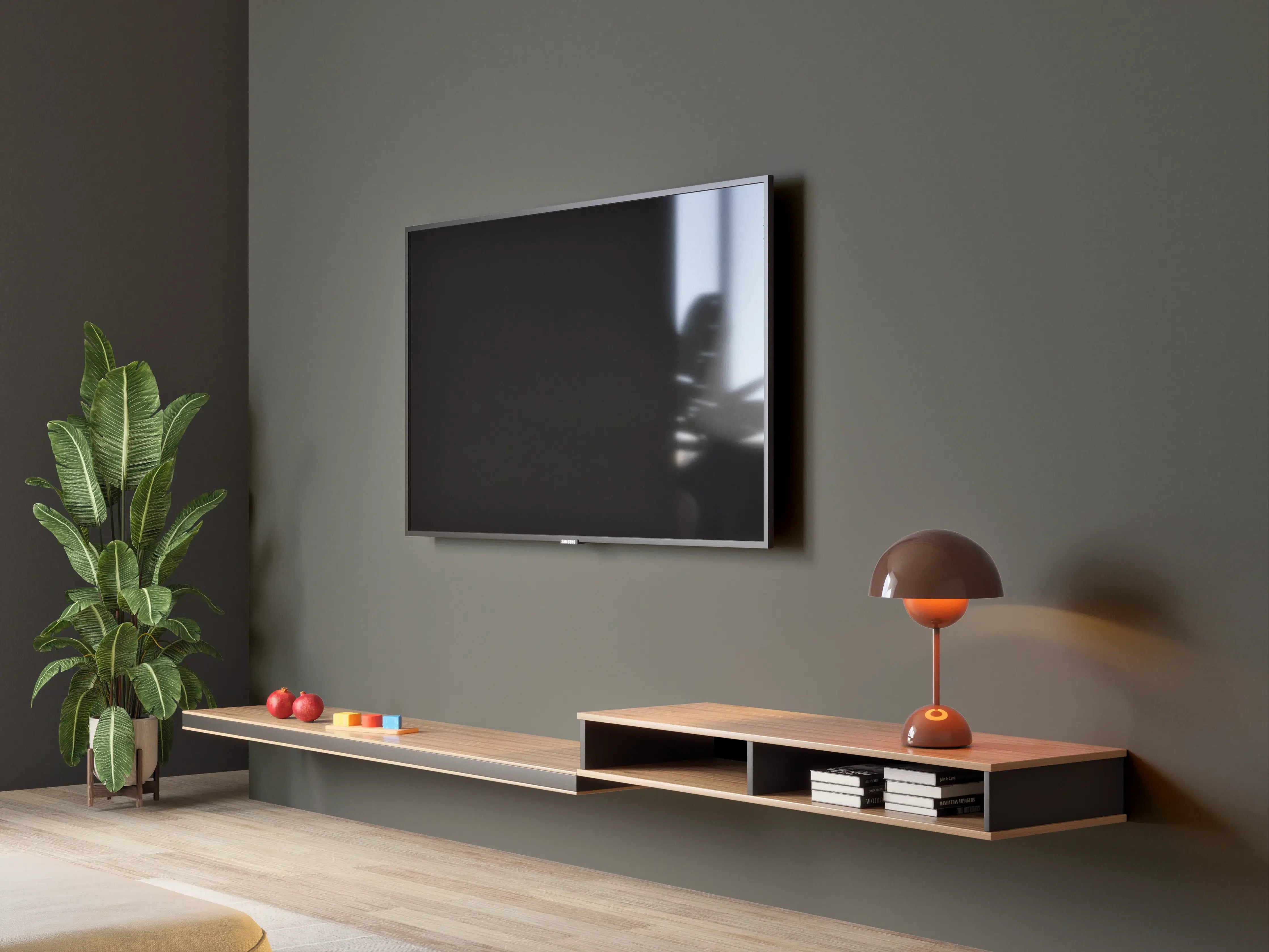 Wandverkleidung Wohnzimmer - RAL 7022 (Umbragrau)