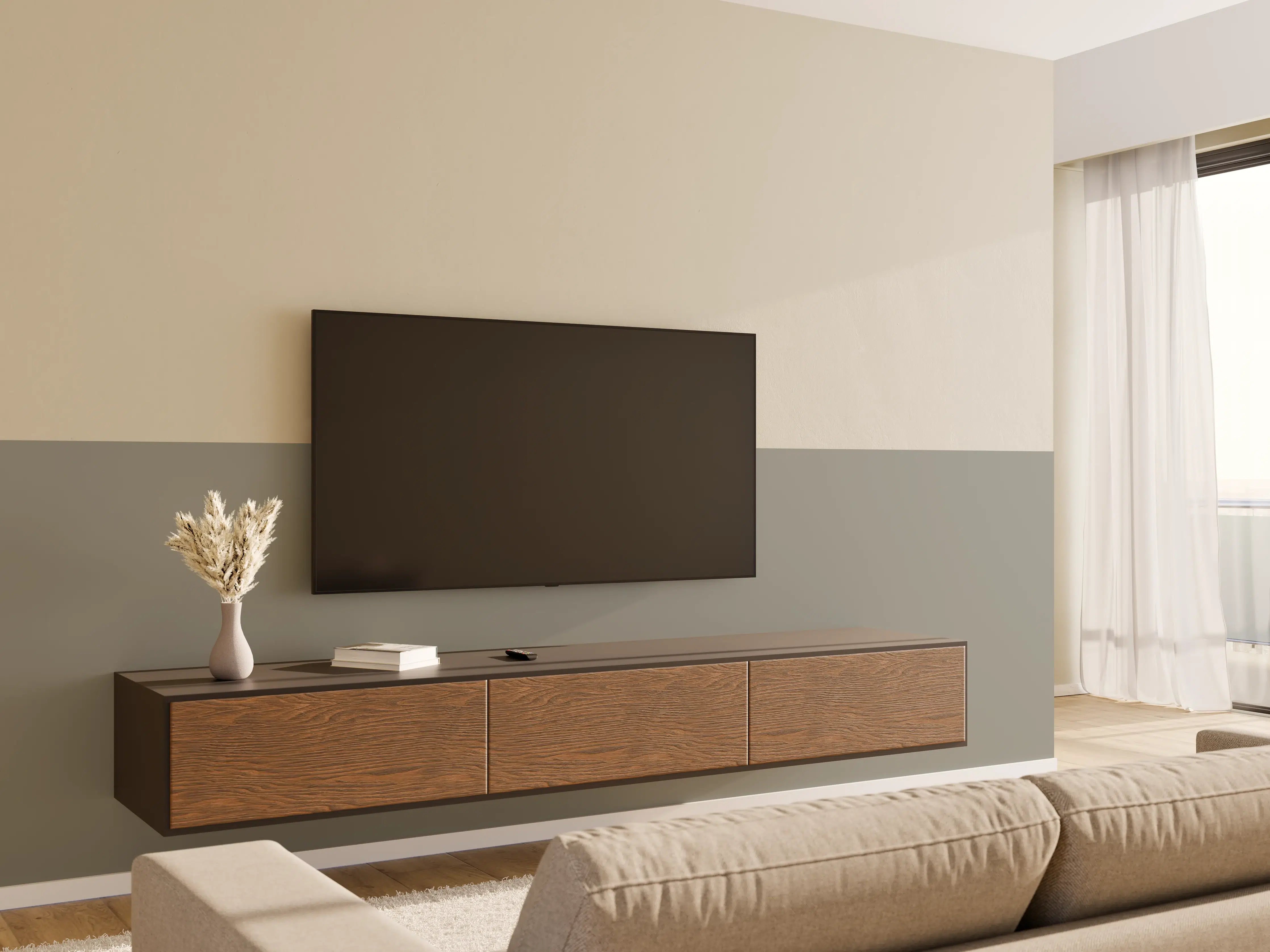 Wandverkleidung Wohnzimmer - RAL 7023 (Betongrau)