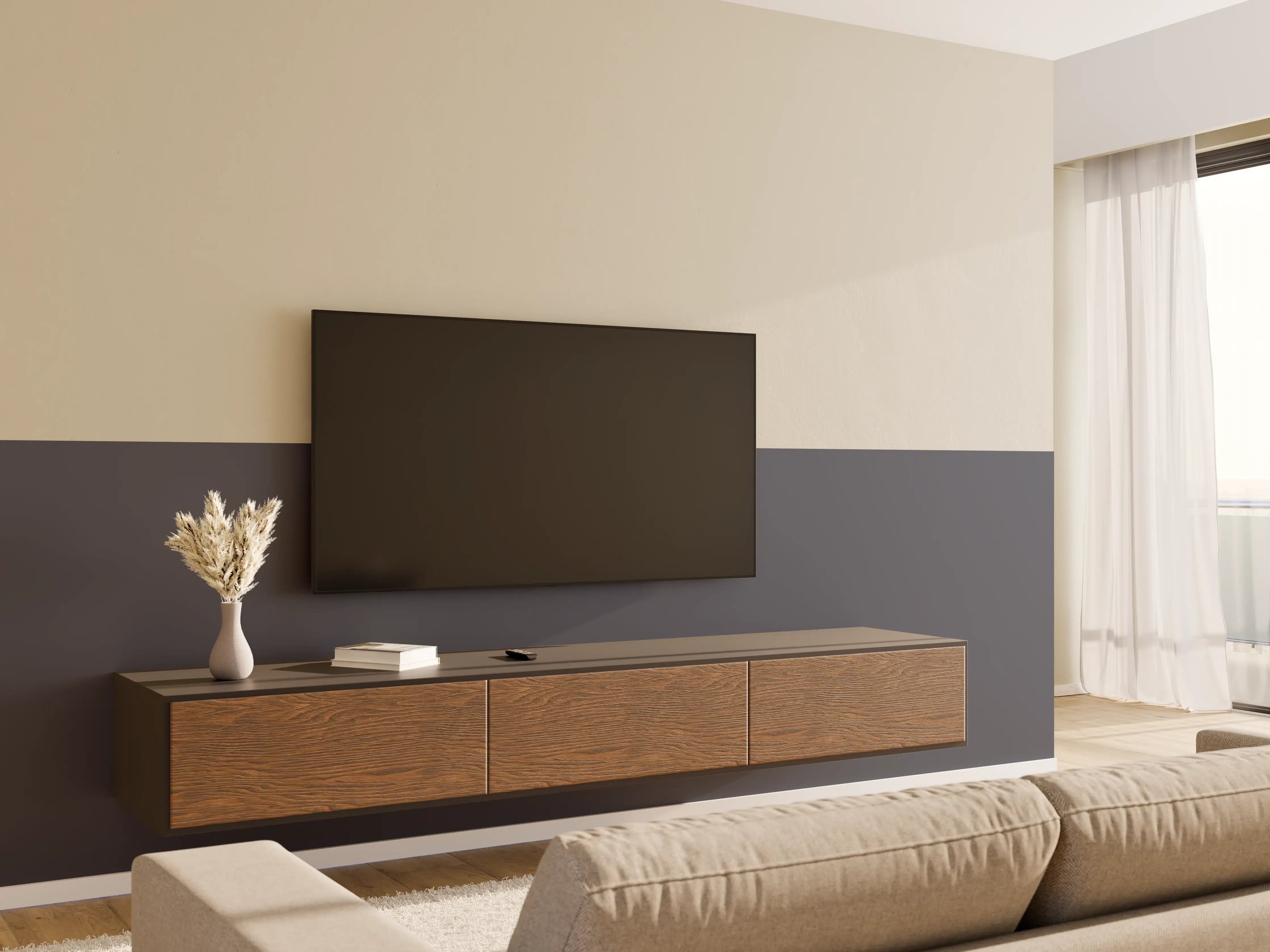 Wandverkleidung Wohnzimmer - RAL 7024 (Graphitgrau)