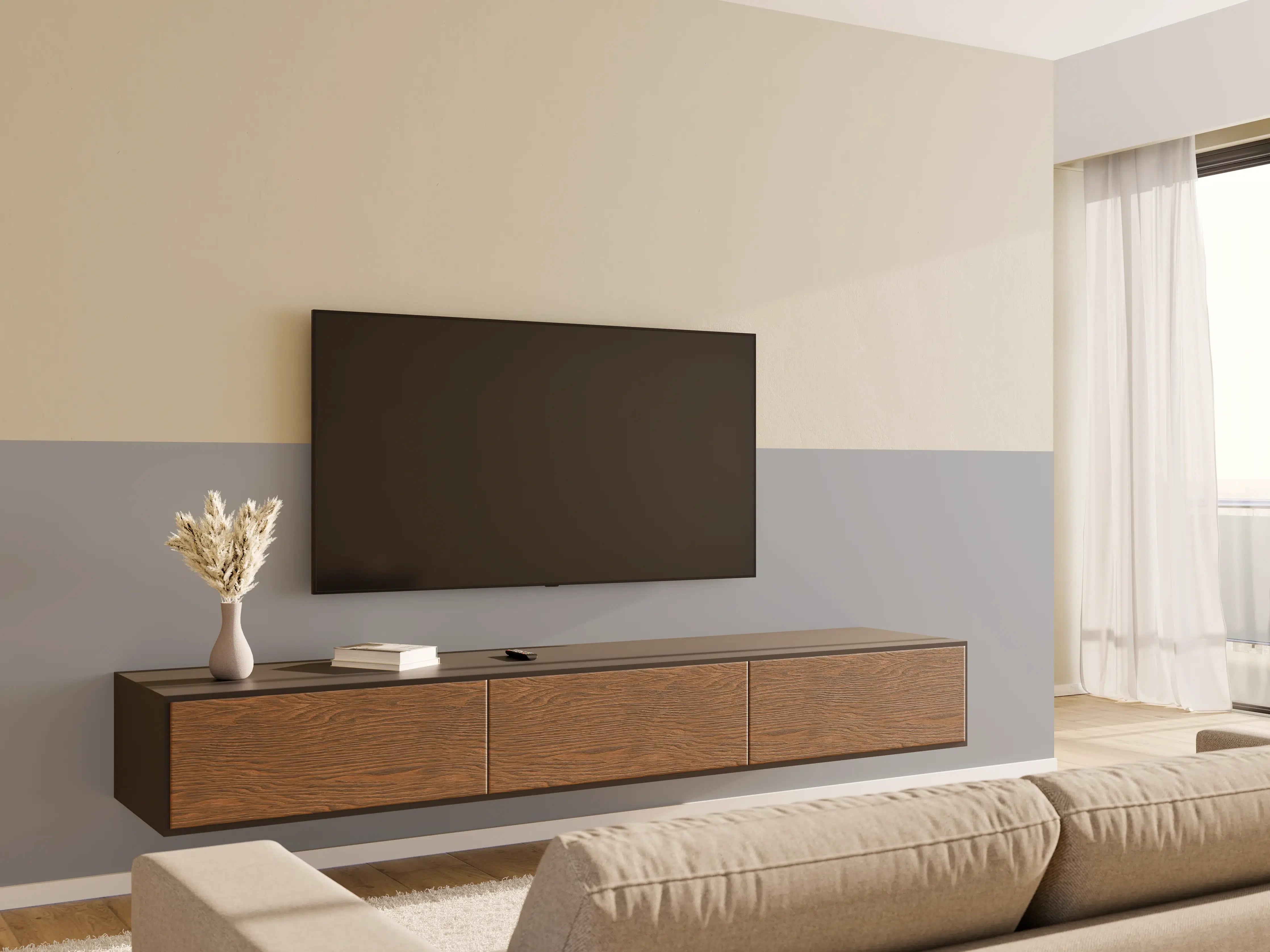 Wandverkleidung Wohnzimmer - RAL 7045 (Telegrau 1)