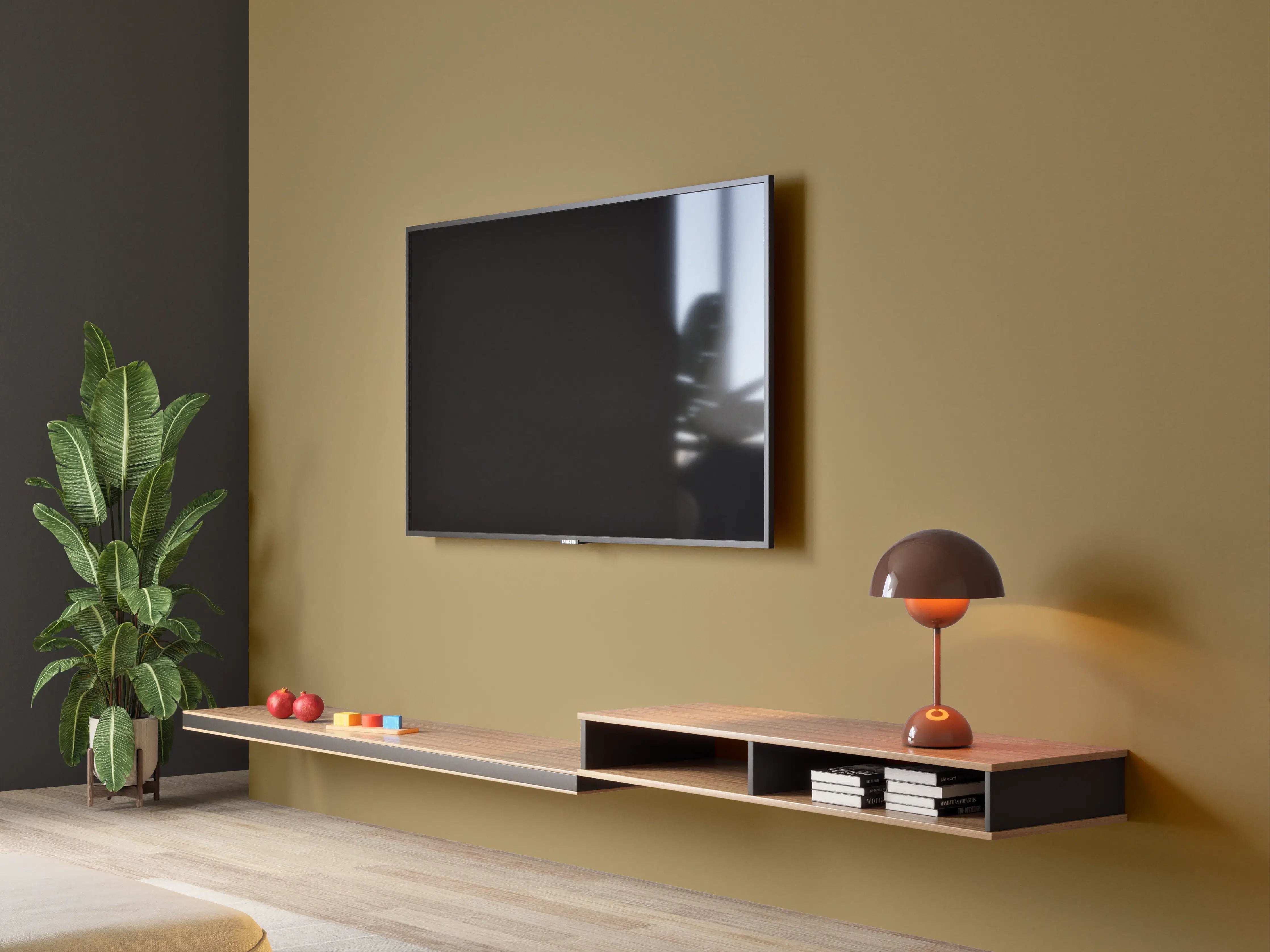 Wandverkleidung Wohnzimmer - RAL 8000 (Grünbraun)