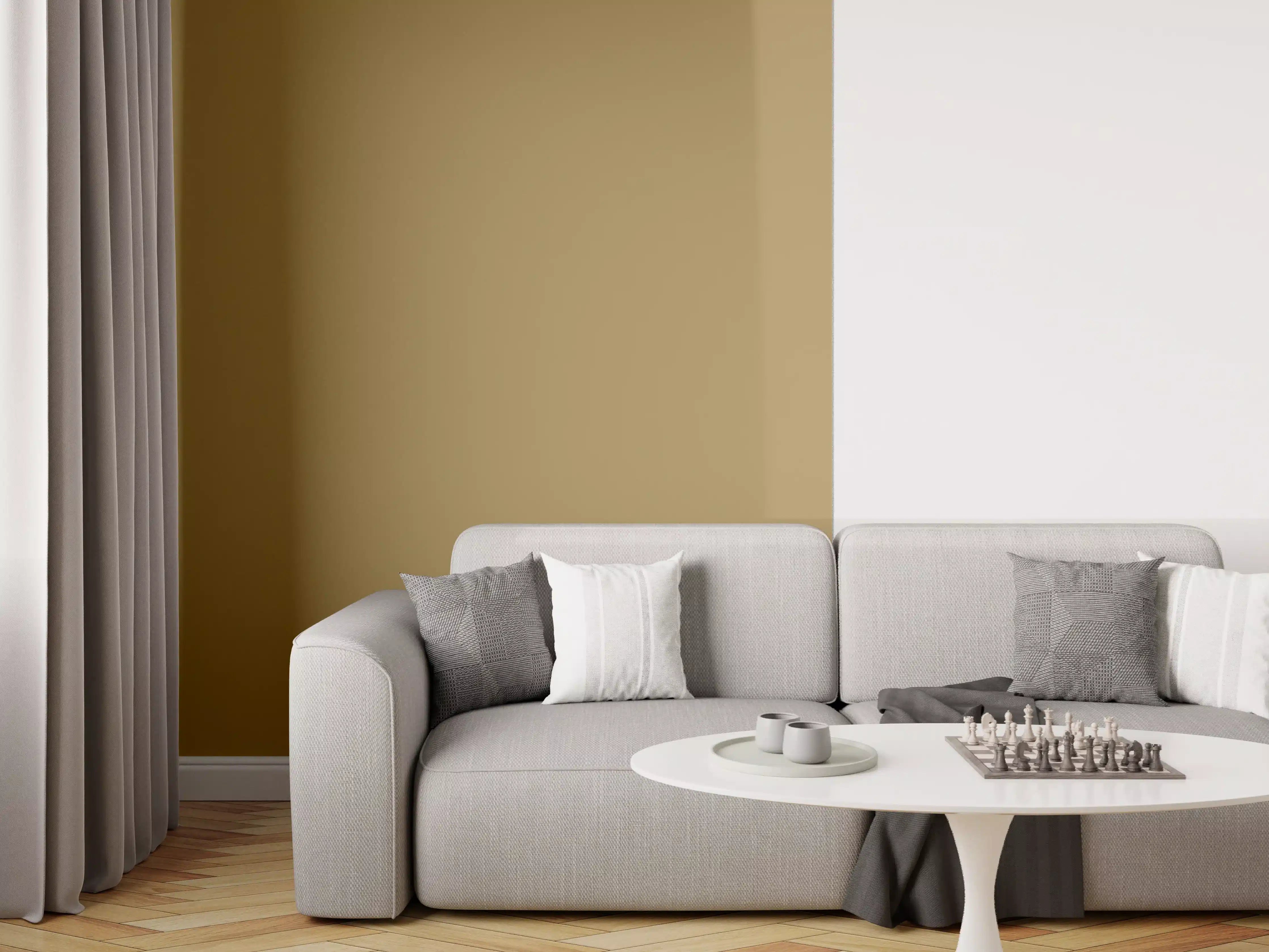 Wandverkleidung Wohnzimmer - RAL 8000 (Grünbraun)