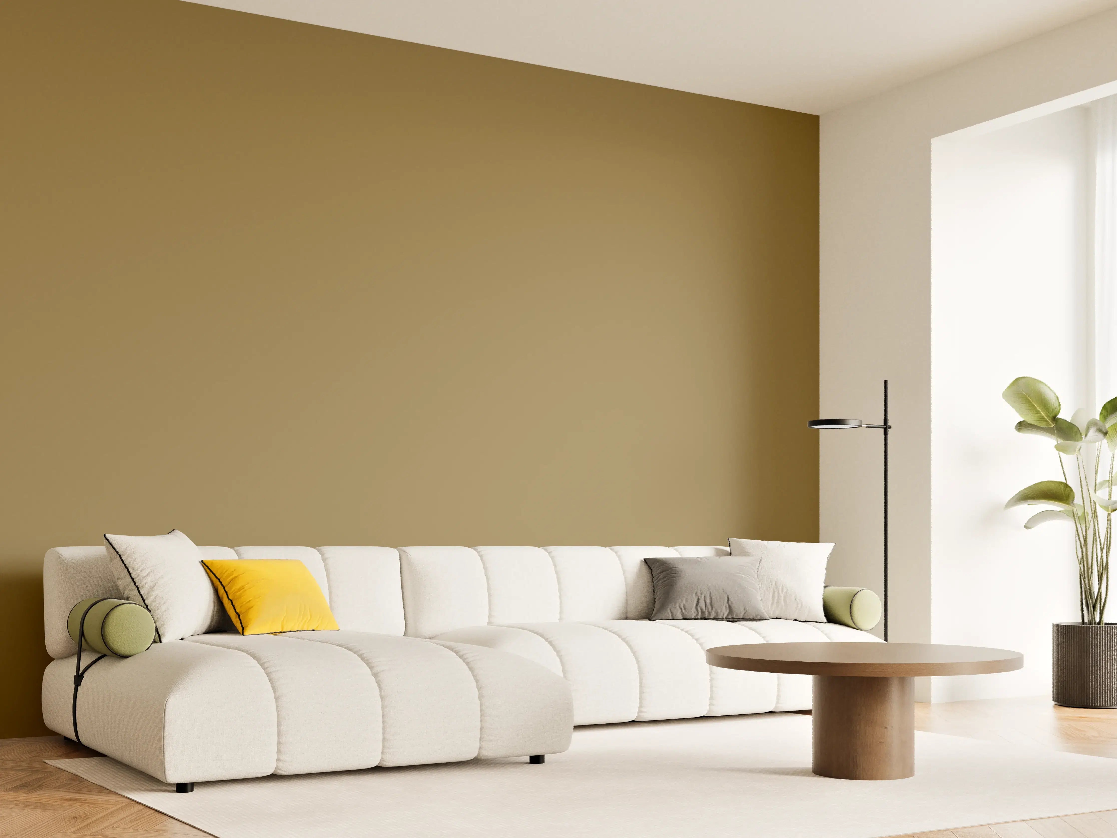 Wandverkleidung Wohnzimmer - RAL 8000 (Grünbraun)