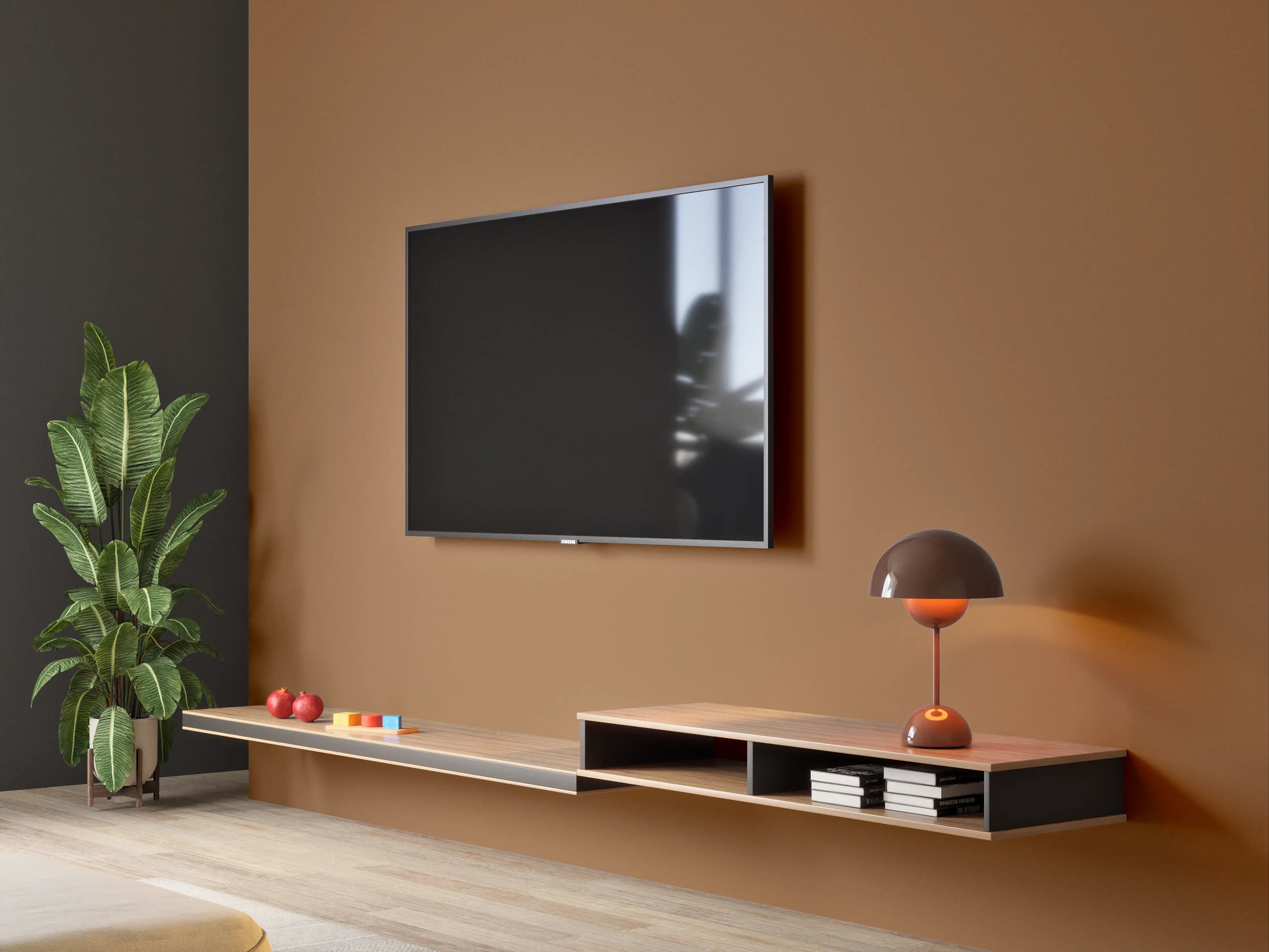Wandverkleidung Wohnzimmer - RAL 8003 (Lehm-Braun)