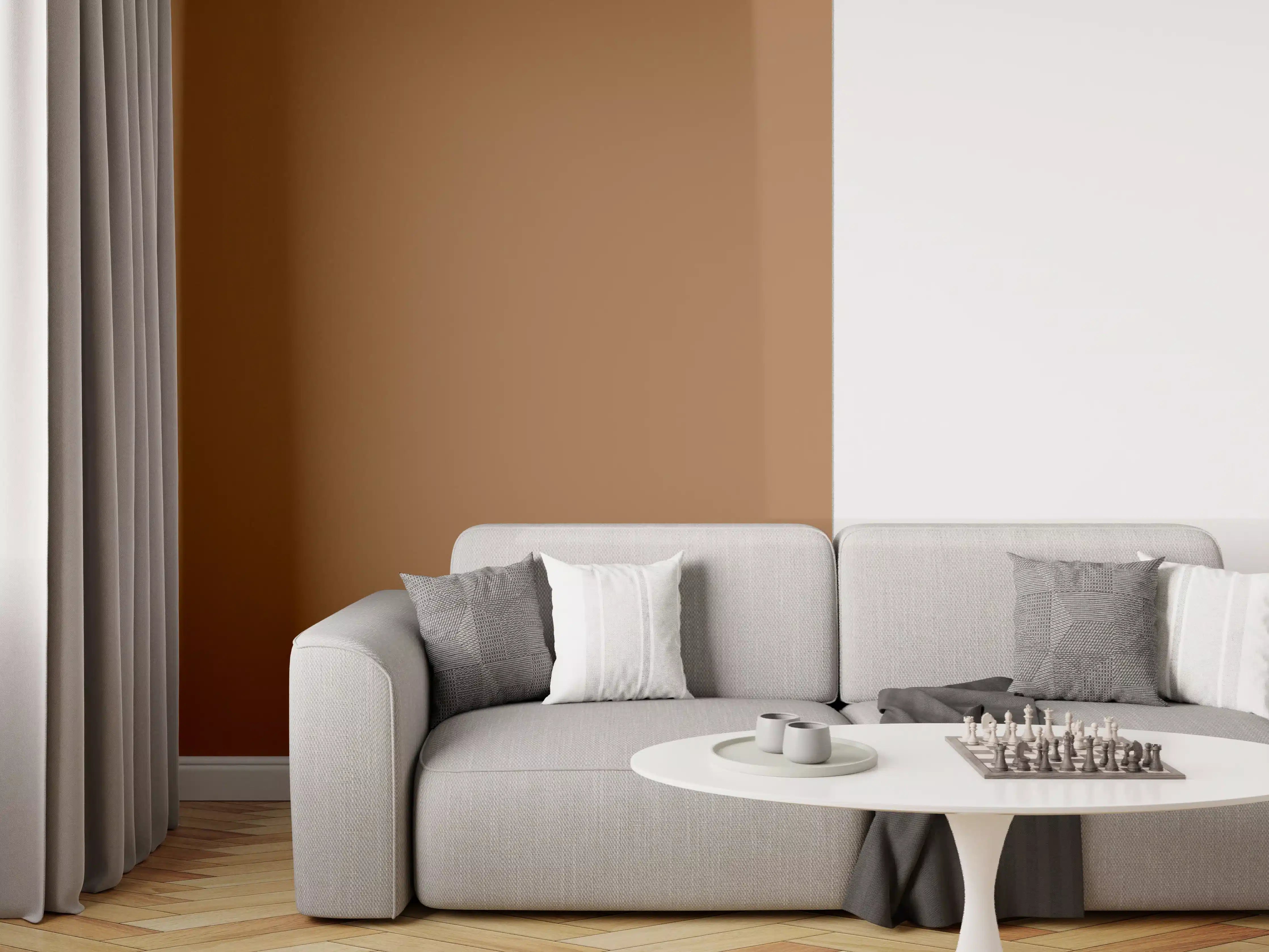 Wandverkleidung Wohnzimmer - RAL 8003 (Lehm-Braun)