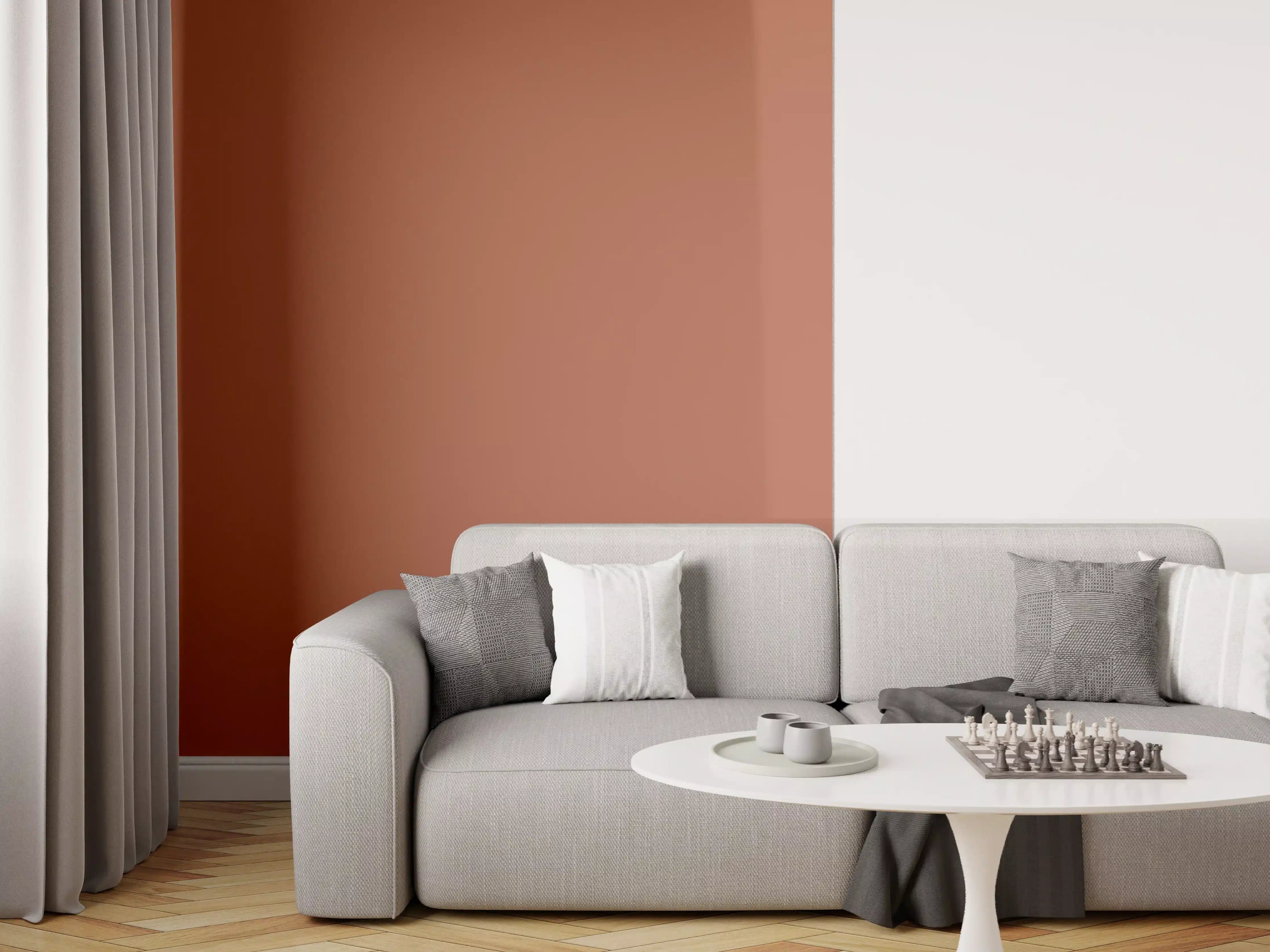 Wandverkleidung Wohnzimmer - RAL 8004 (Kupferbraun)