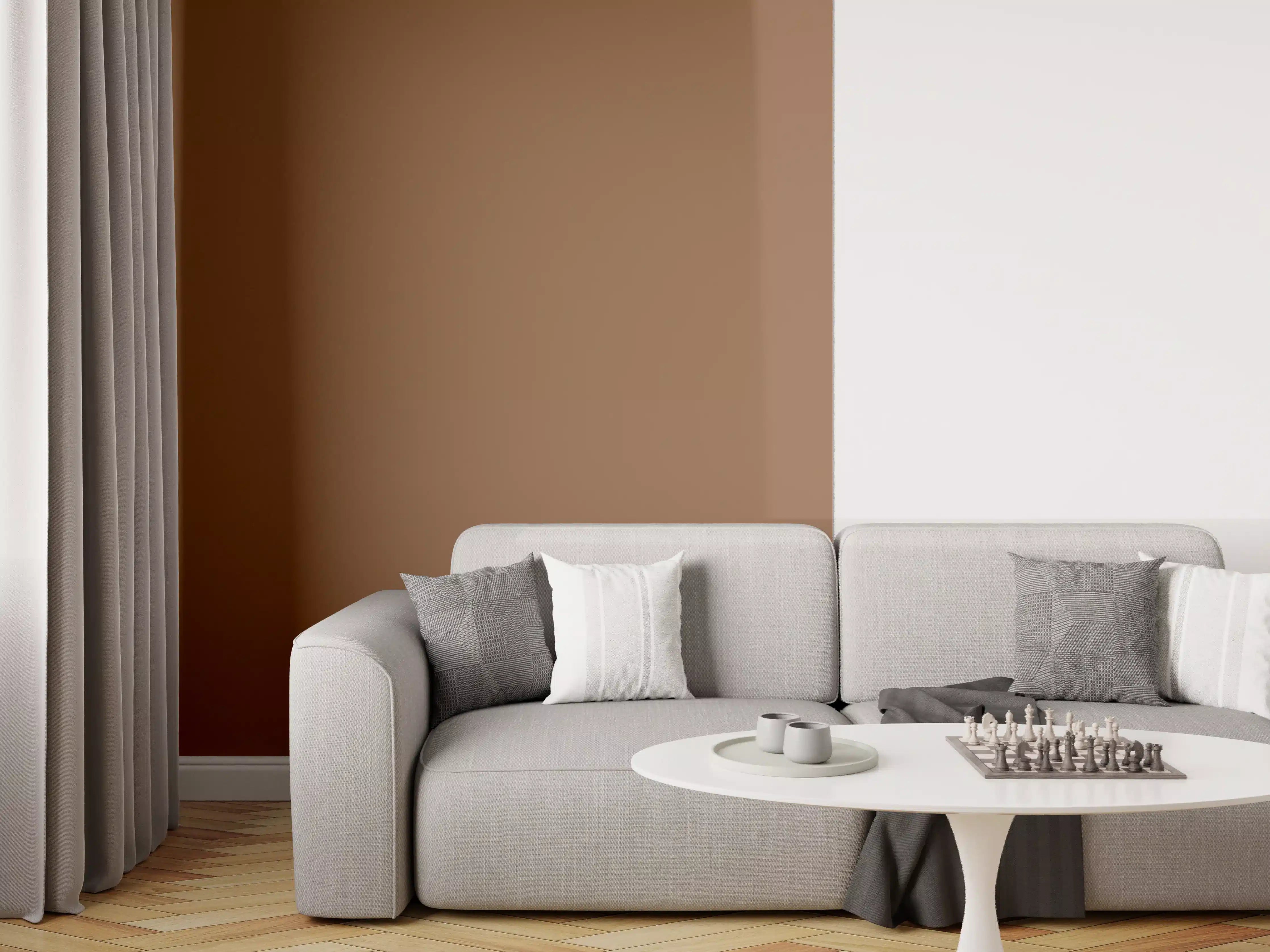 Wandverkleidung Wohnzimmer - RAL 8007 (Rehbraun)