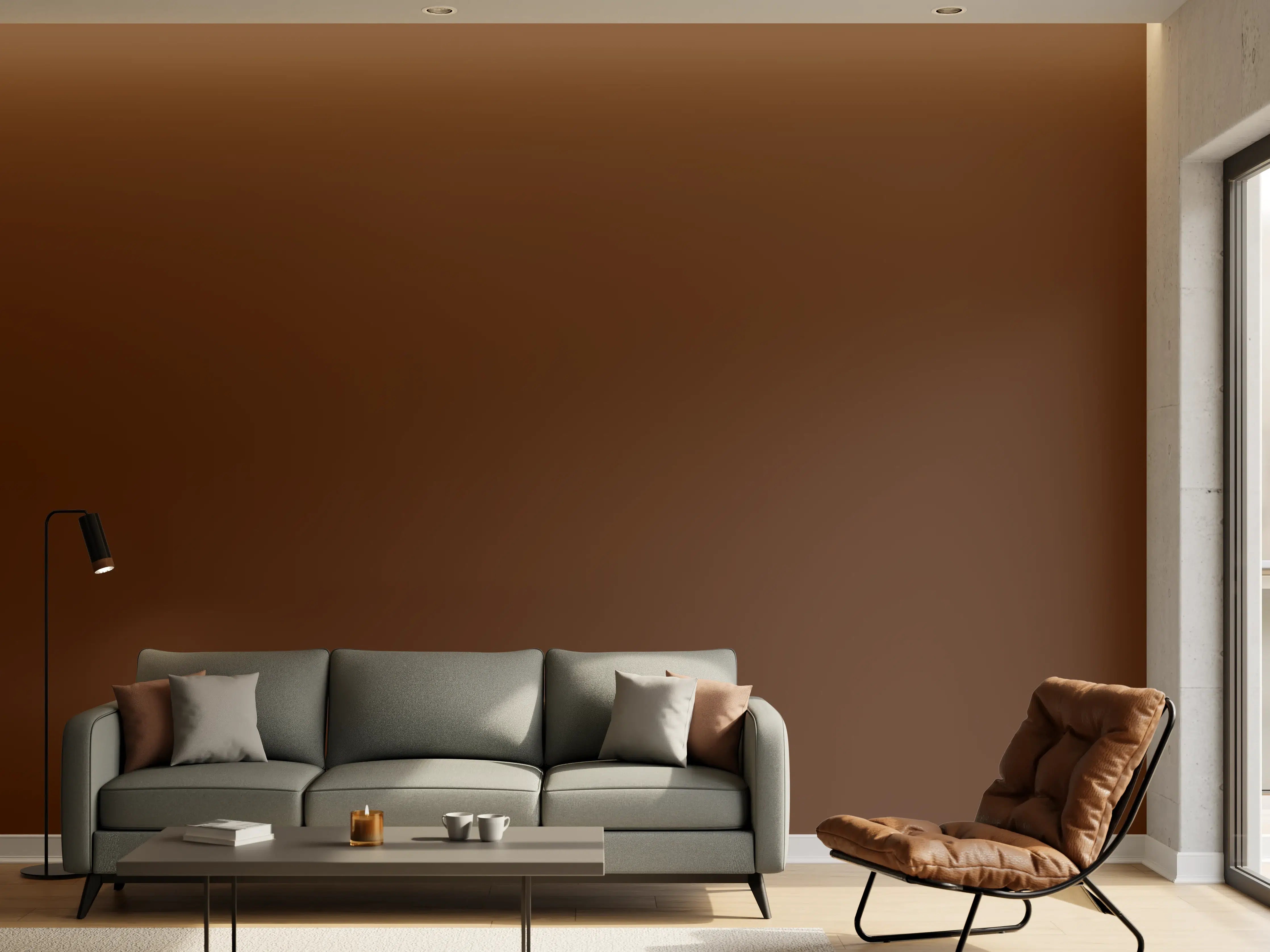 Wandverkleidung Wohnzimmer - RAL 8011 (Nussbraun)