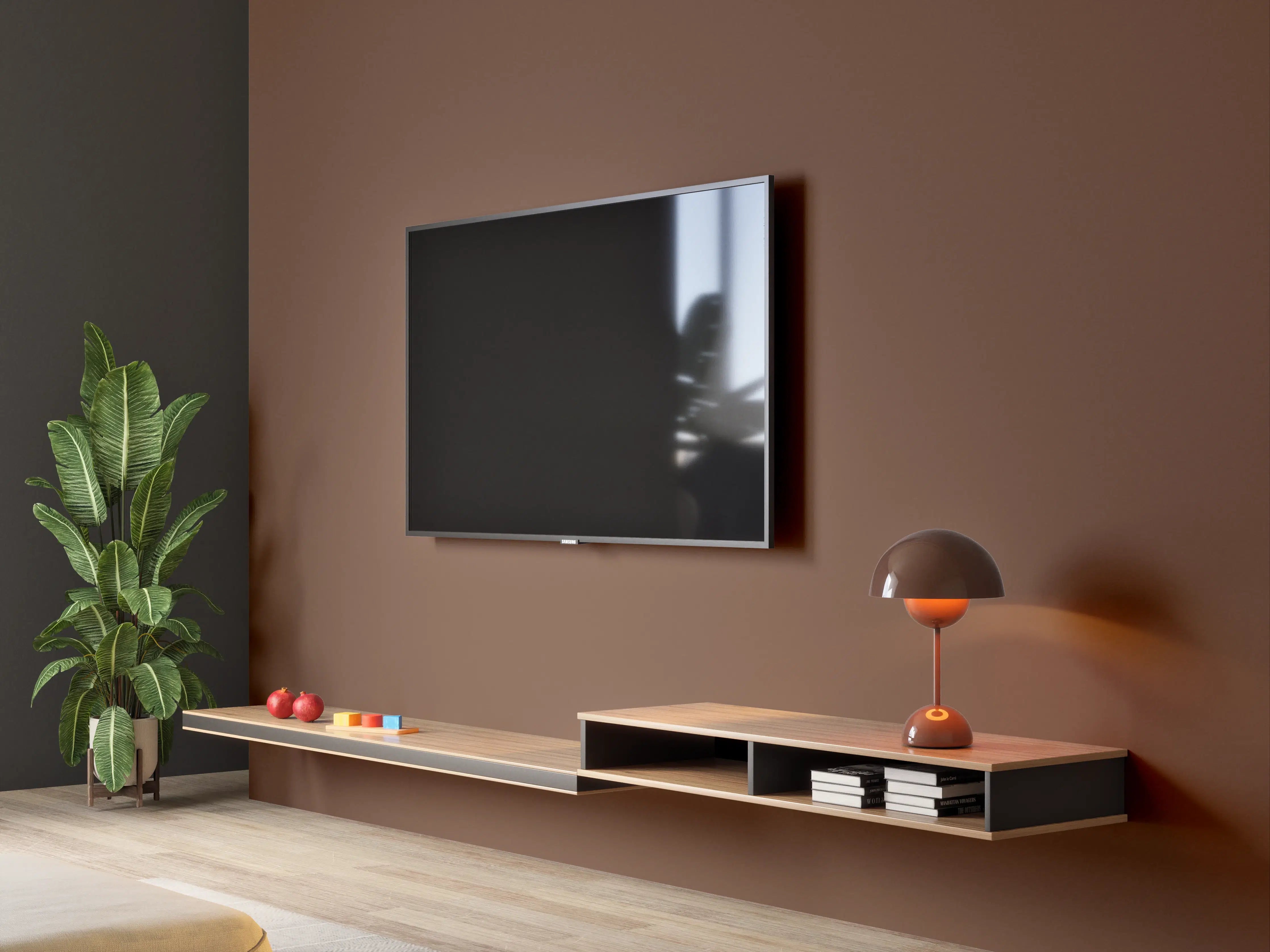 Wandverkleidung Wohnzimmer - RAL 8011 (Nussbraun)