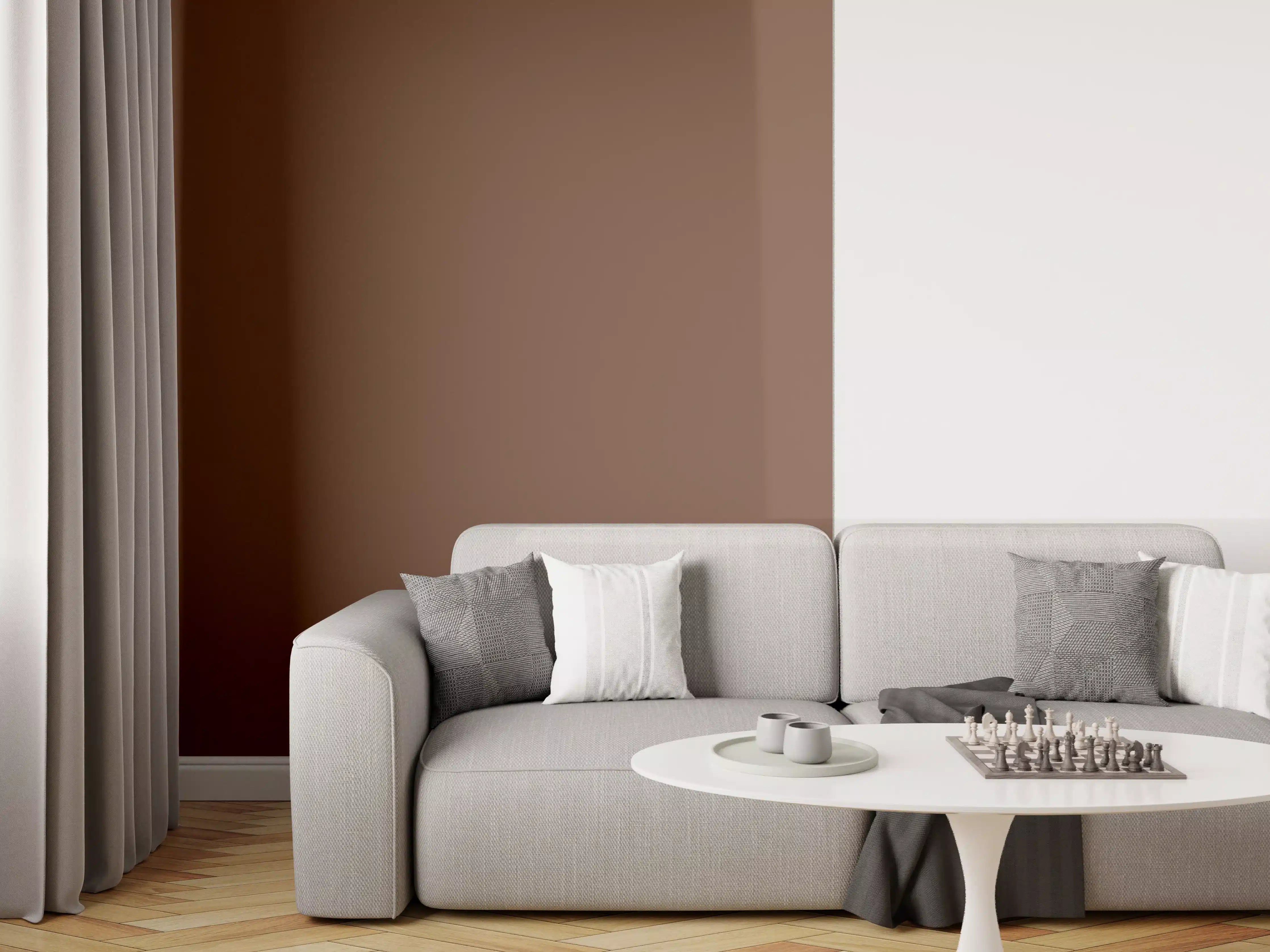 Wandverkleidung Wohnzimmer - RAL 8011 (Nussbraun)