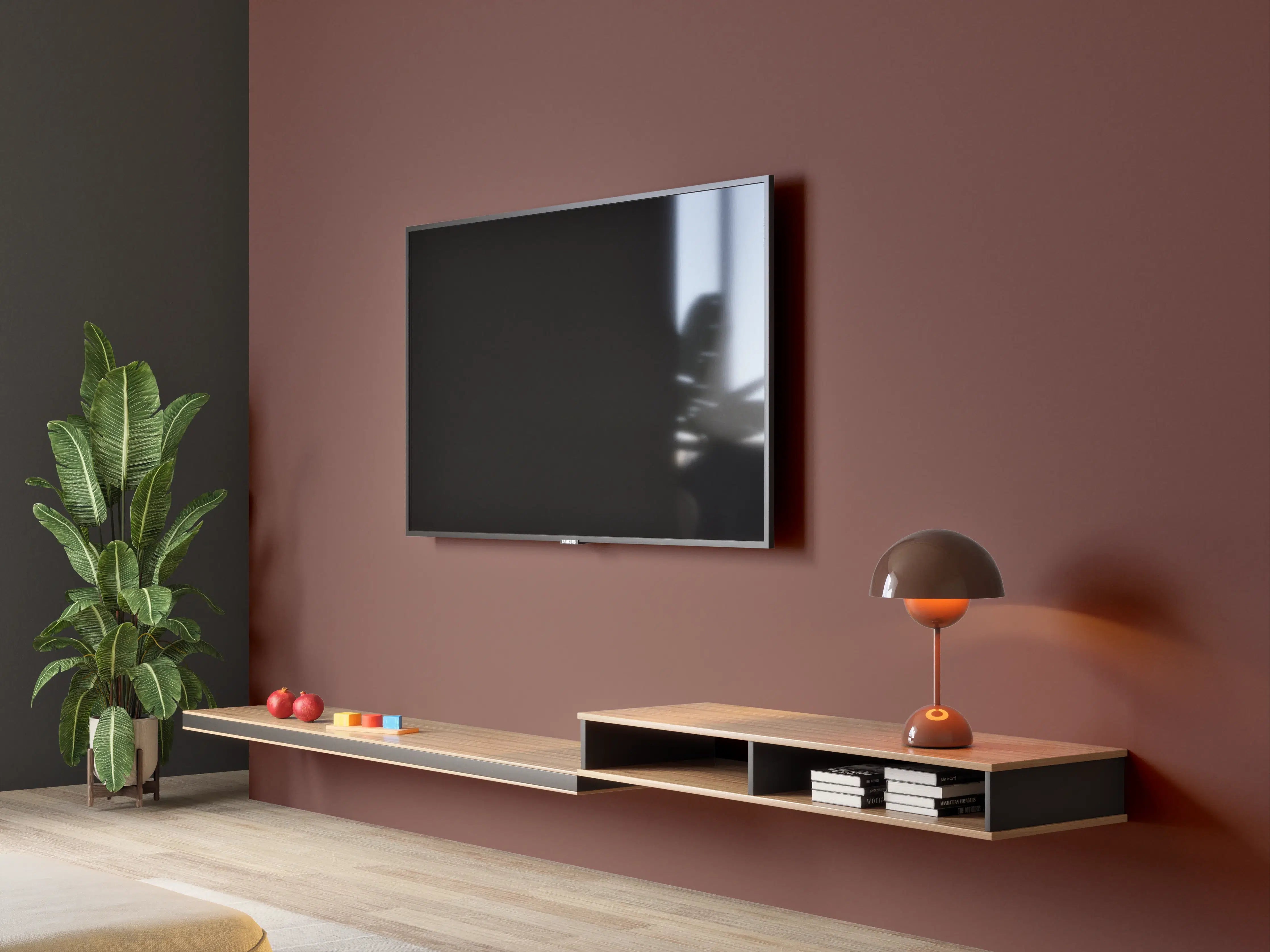 Wandverkleidung Wohnzimmer - RAL 8015 (Kastanienbraun)