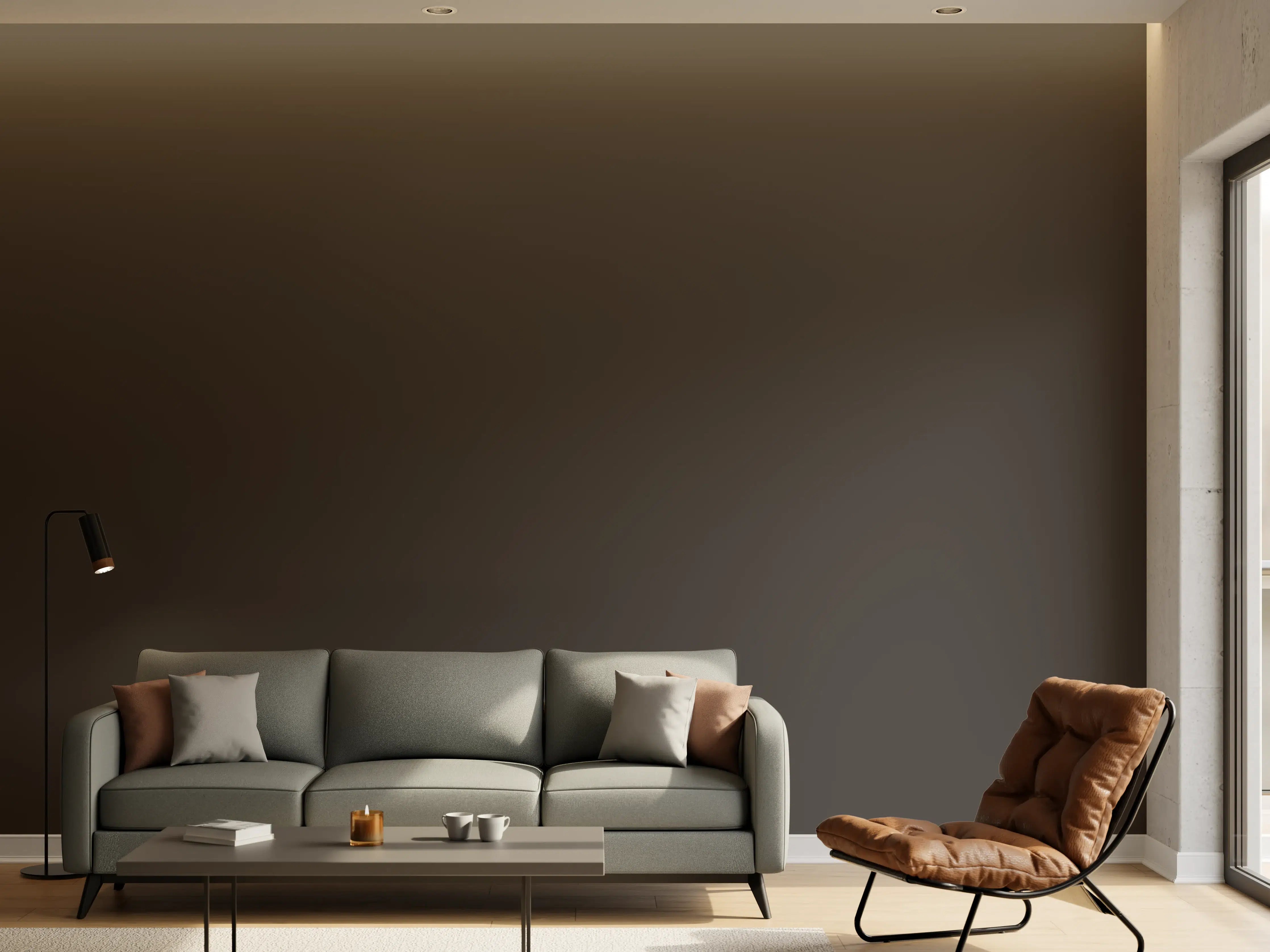 Wandverkleidung Wohnzimmer - RAL 8019 (Graubraun)