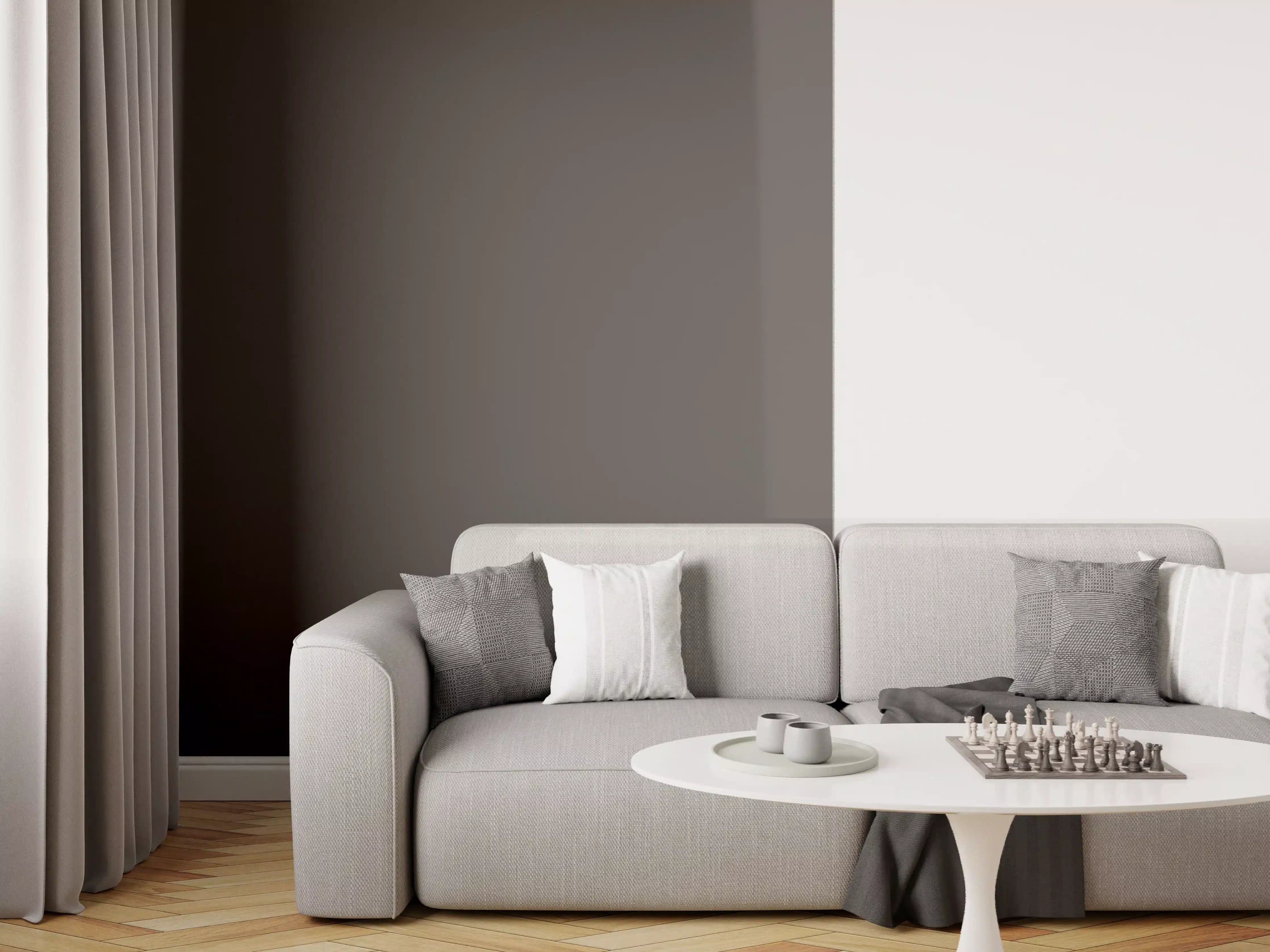 Wandverkleidung Wohnzimmer - RAL 8019 (Graubraun)