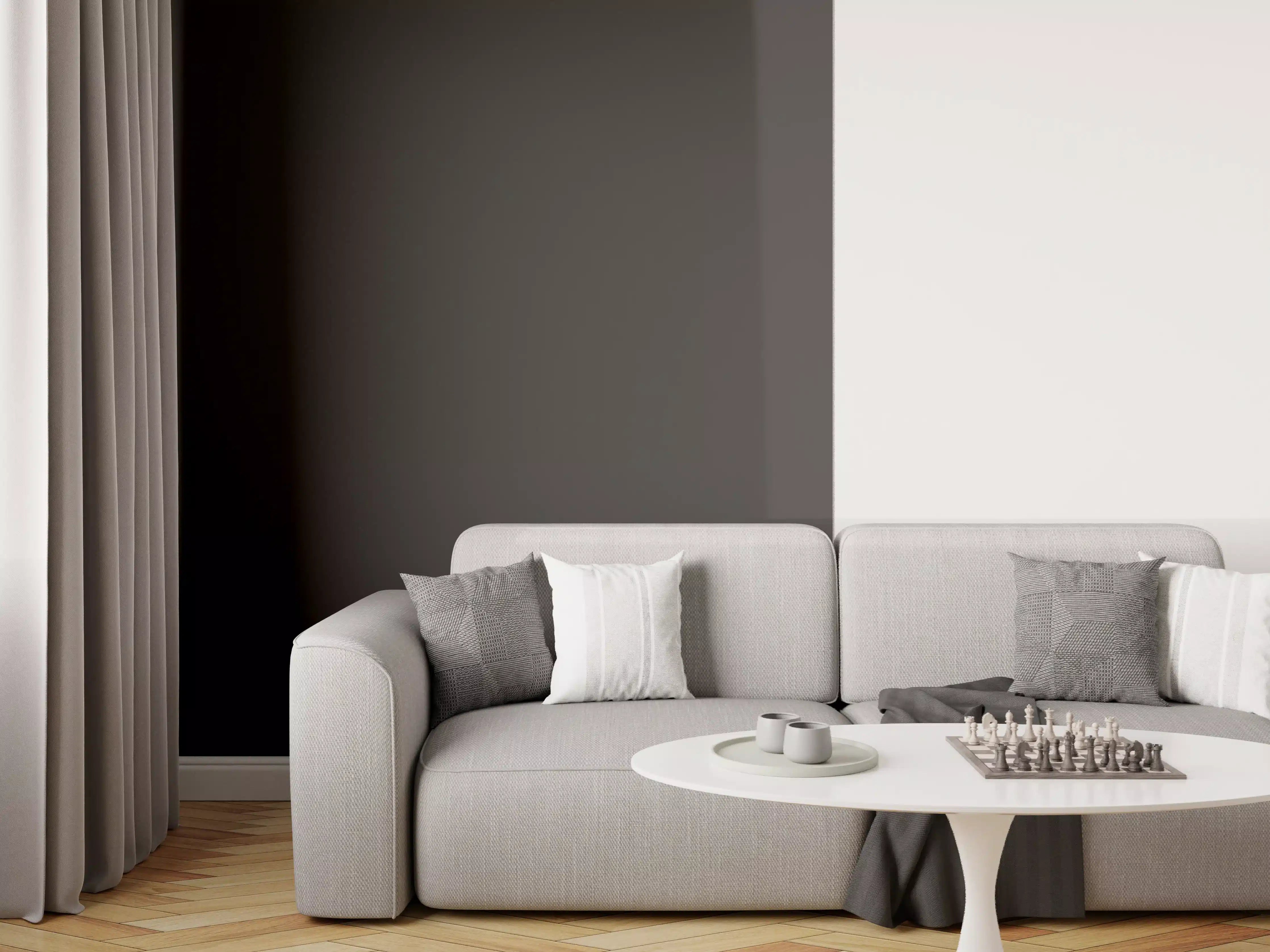 Wandverkleidung Wohnzimmer - RAL 8022 (Schwarzbraun)