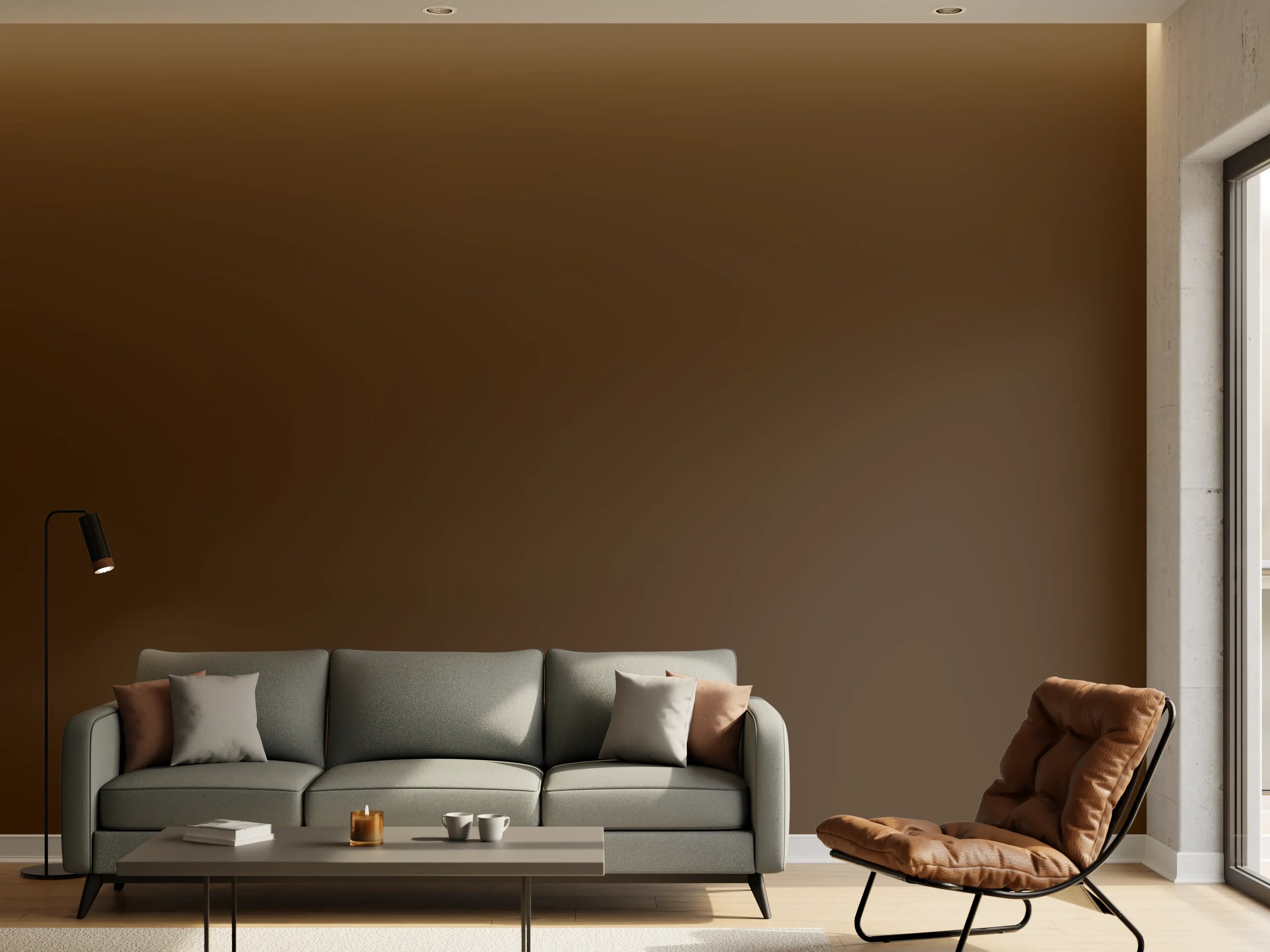 Wandverkleidung Wohnzimmer - RAL 8028 (Terrabraun)